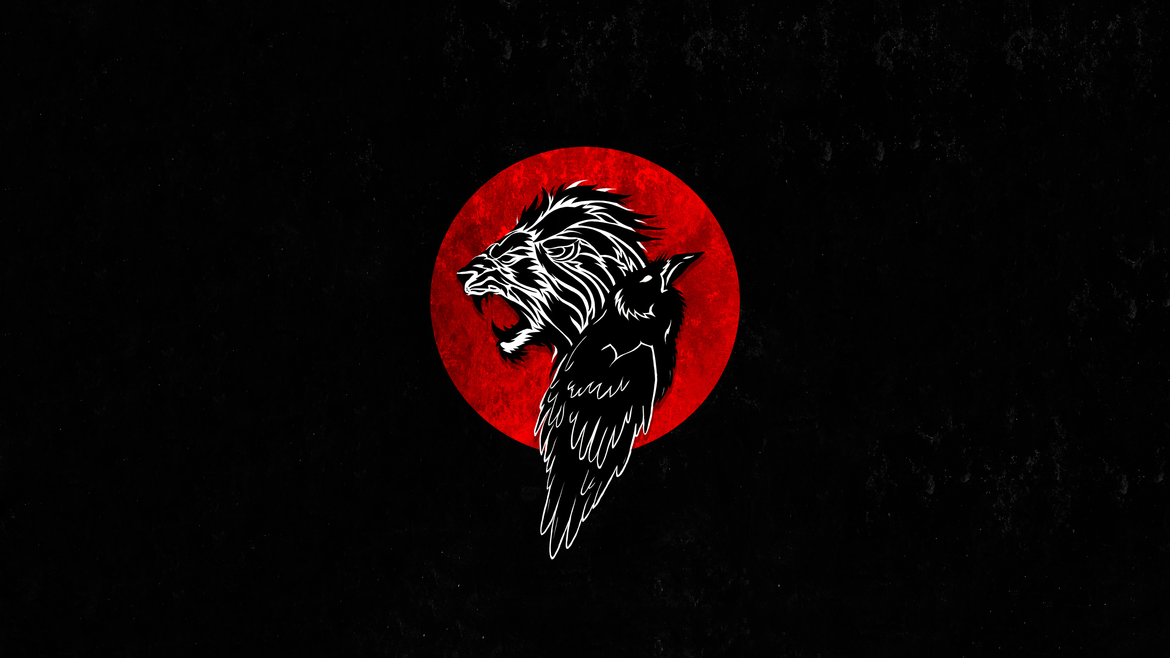 Lion and Crow Minimalist Artwork HD Wallpaper