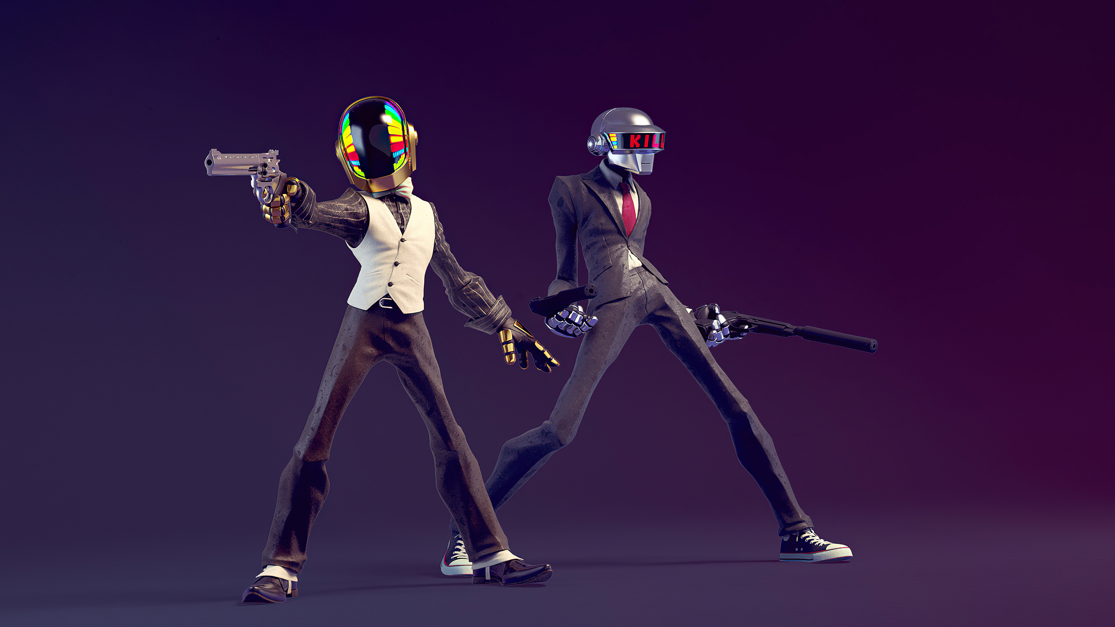 Daft Punk robots with guns HD Wallpaper
