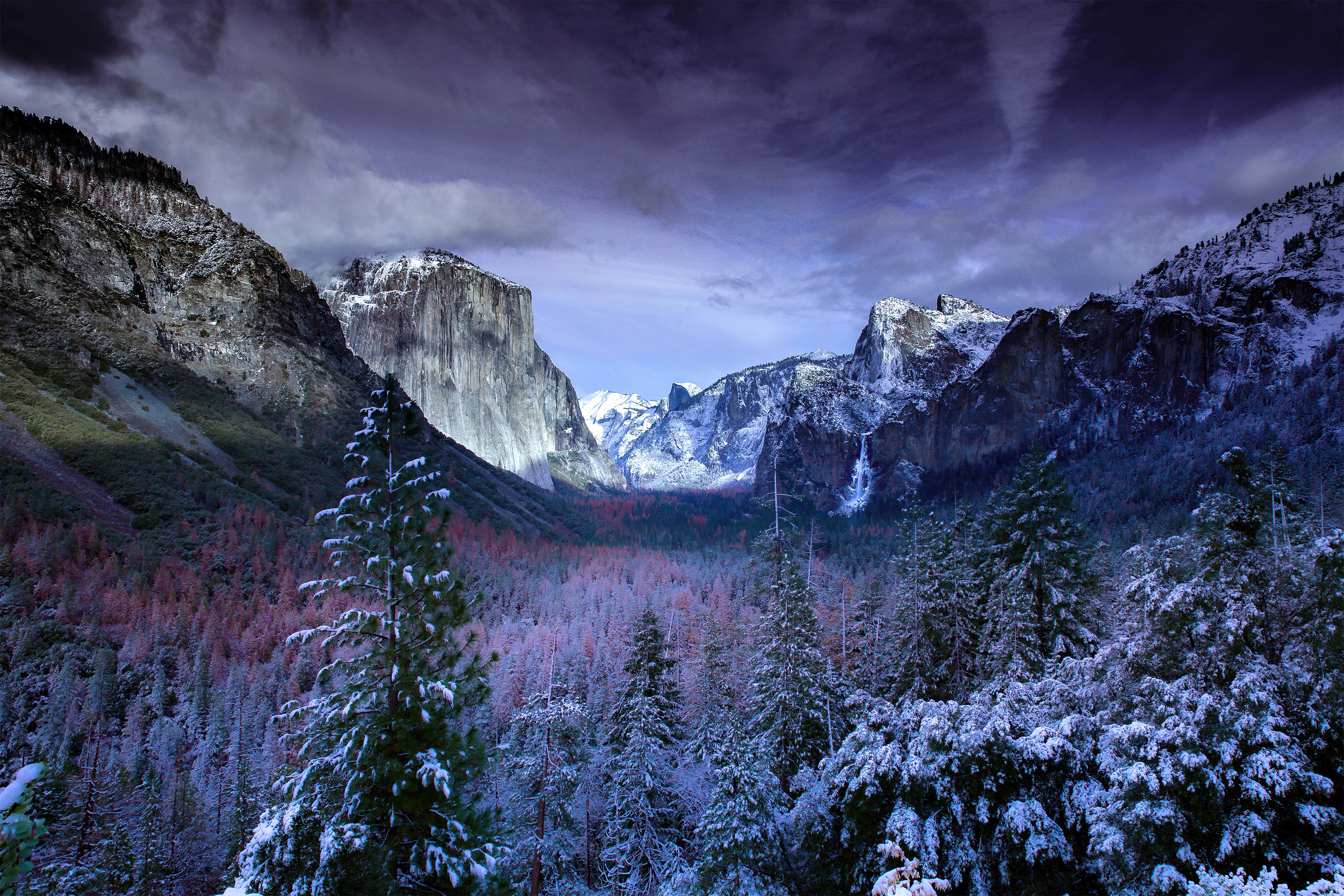 Yosemite National Park in Winter with El Capitan HD Wallpaper