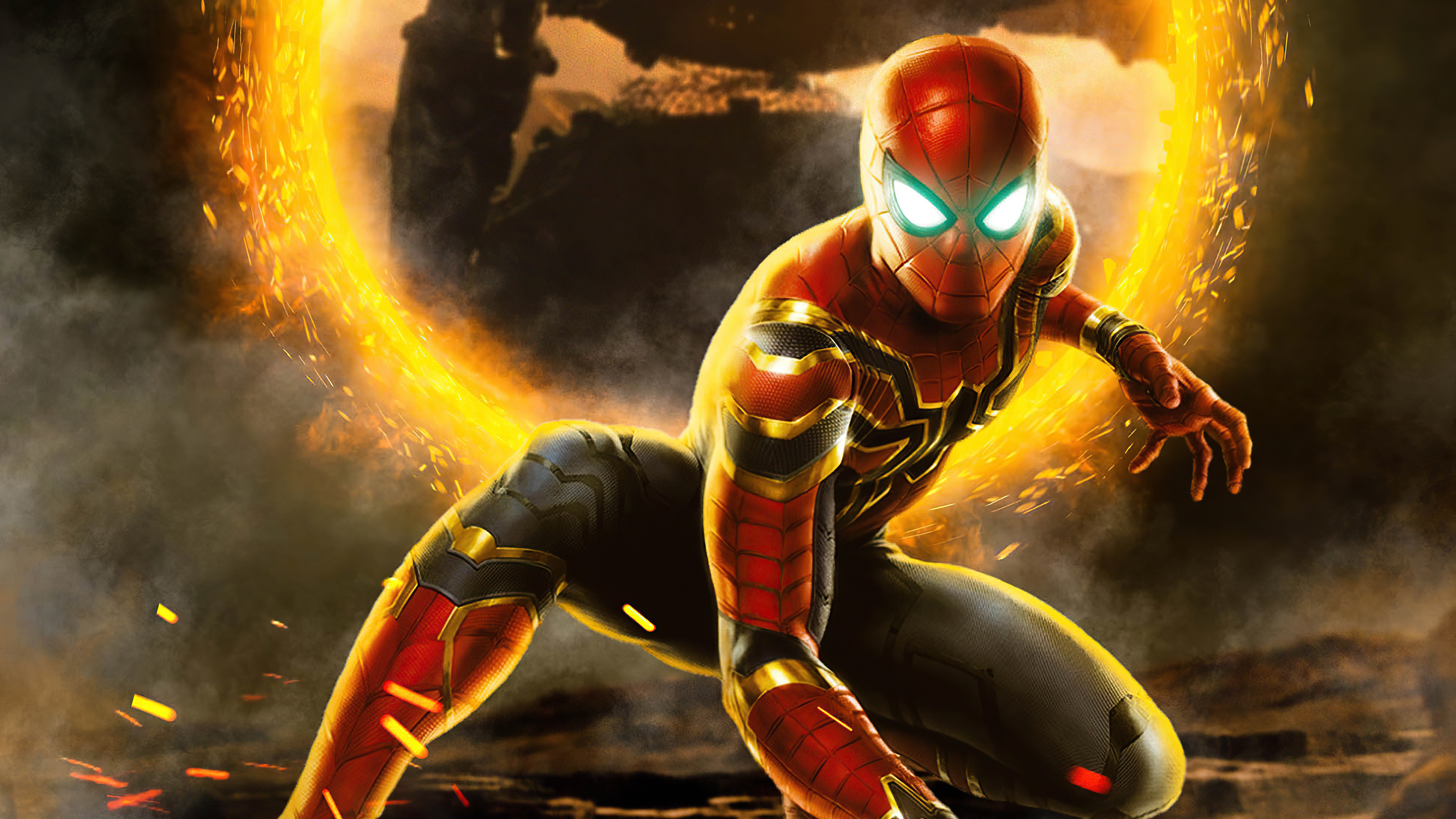 Spider-Man in the Iron Spider Suit with a Portal HD Wallpaper