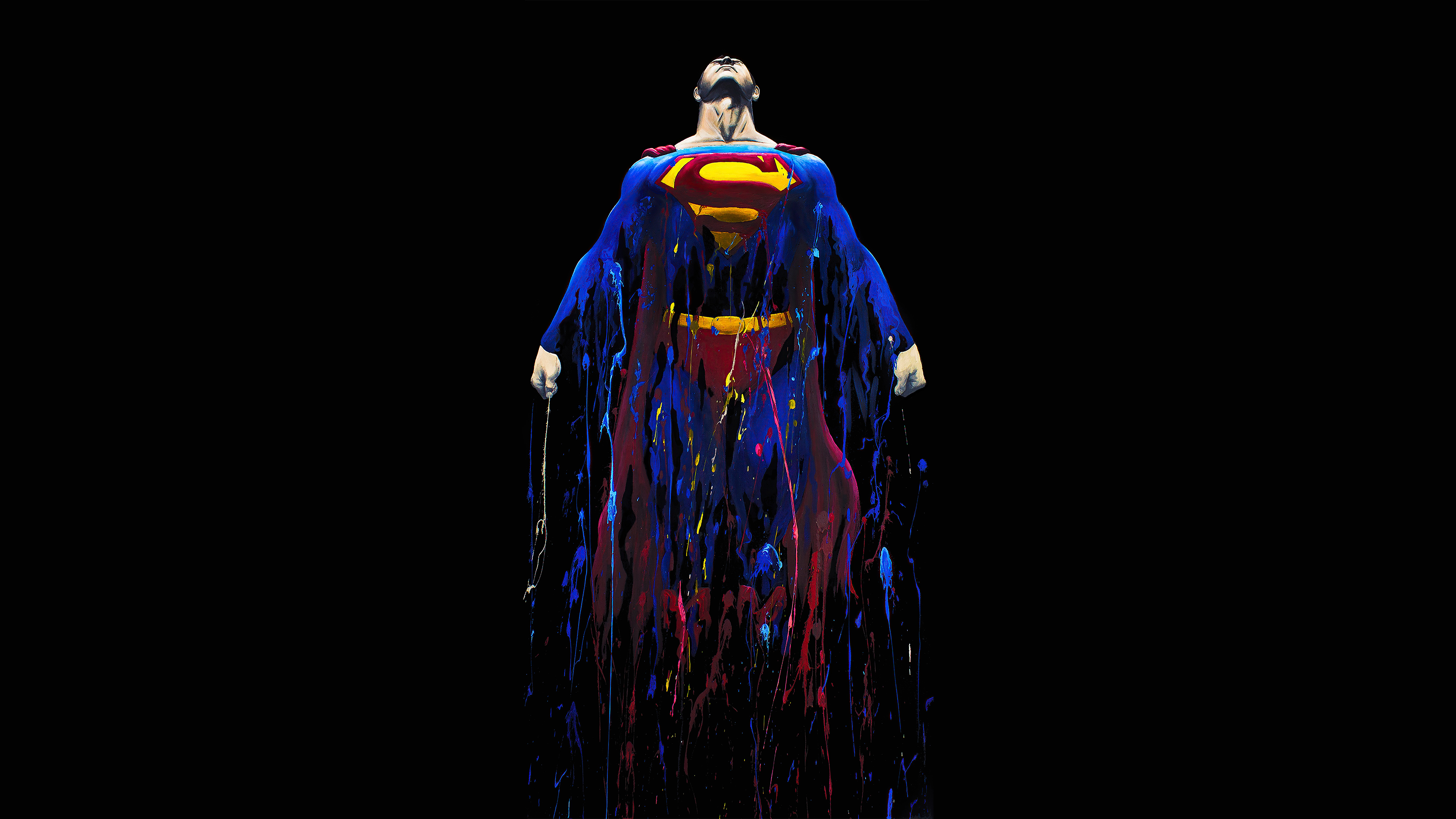 Superman artwork with paint splashes 4K HD Wallpaper