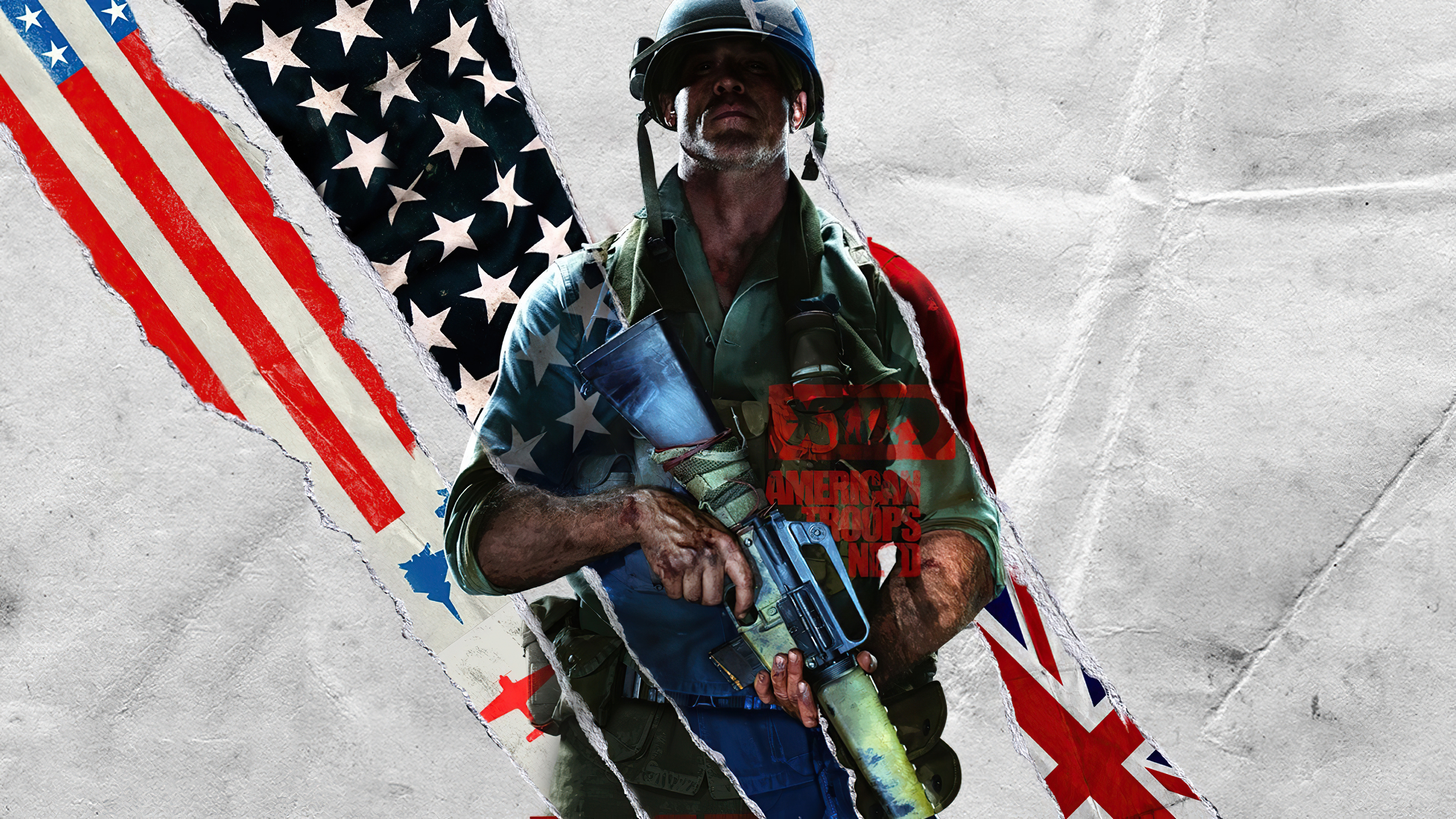 Soldier with American and British flags in Call of Duty Black Ops Cold War HD Wallpaper