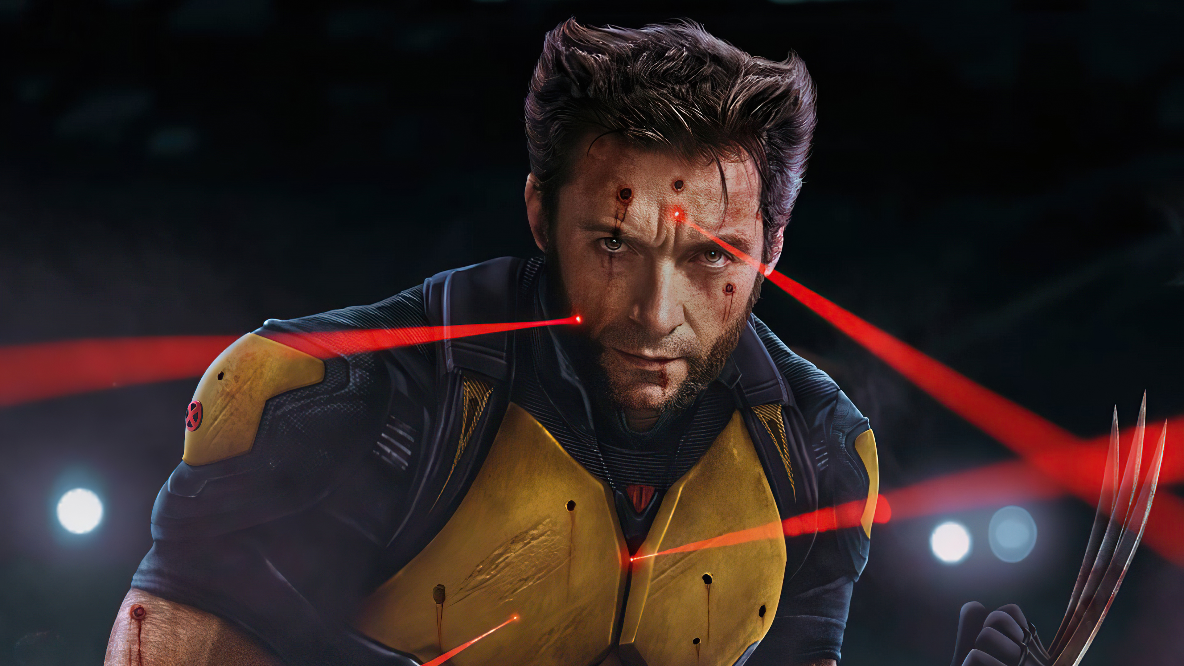 Wolverine artwork with red laser beams HD Wallpaper