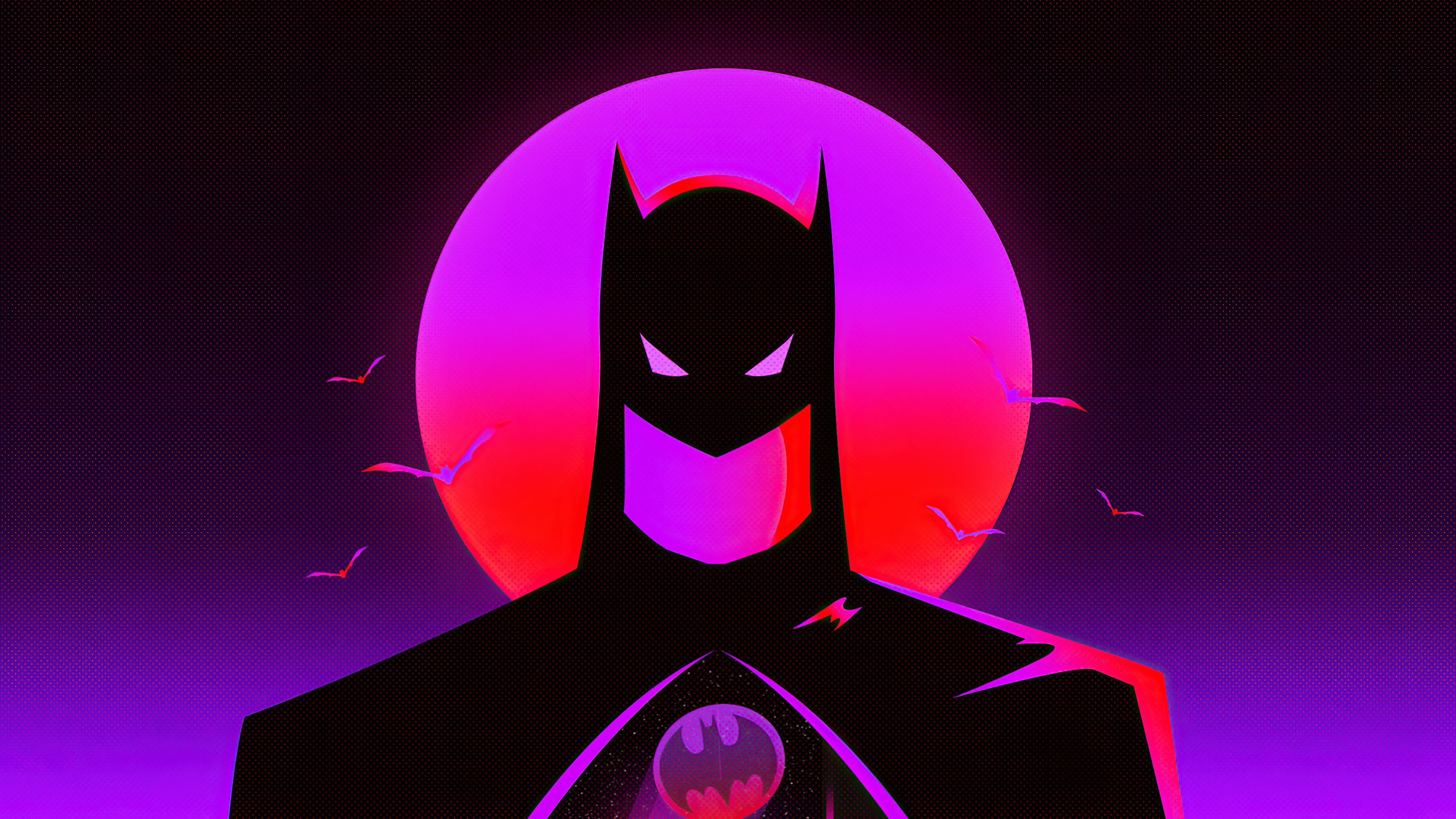 Batman in front of a large moon with bats flying HD Wallpaper