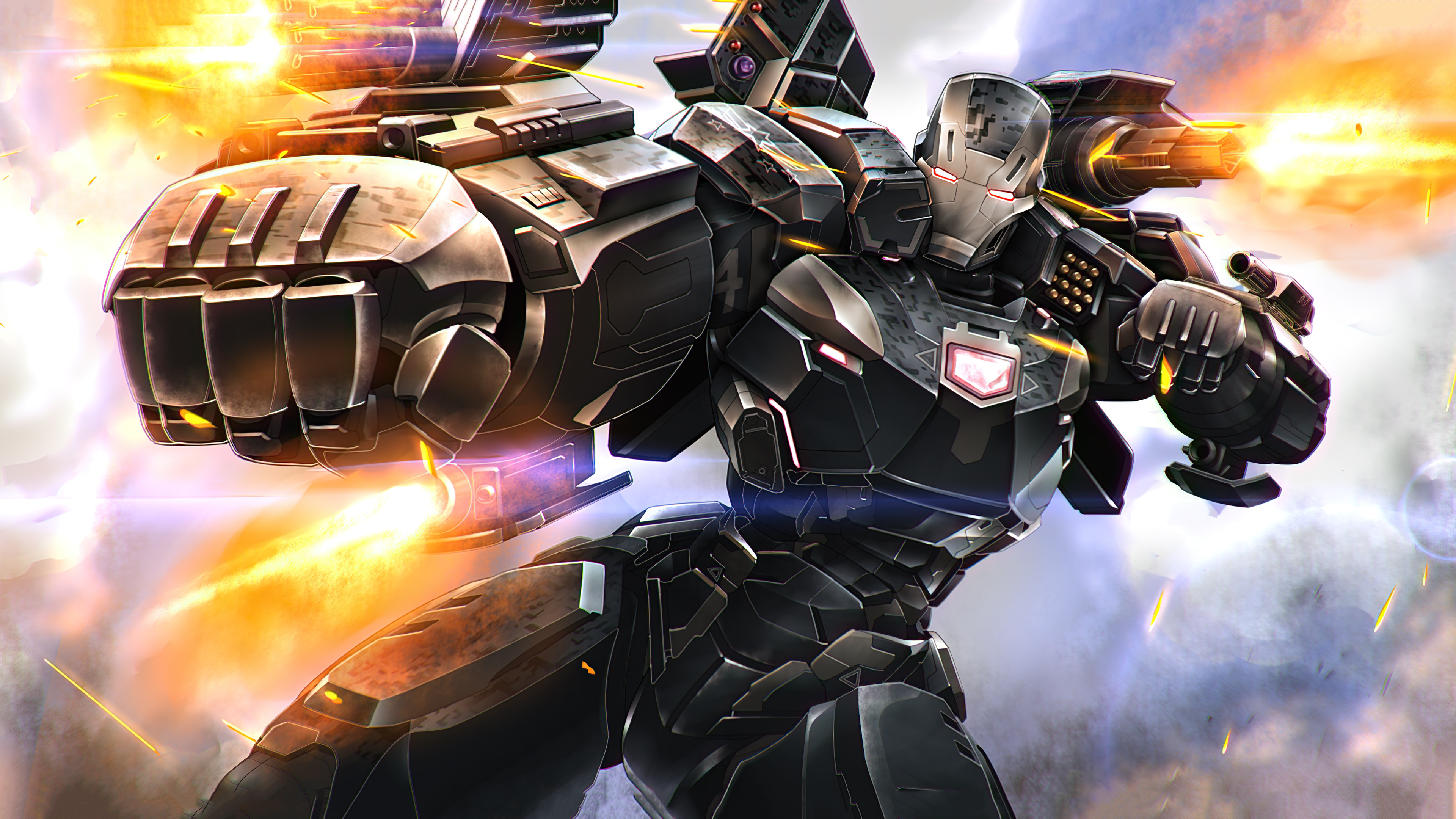 War Machine from Marvel Comics in action HD Wallpaper