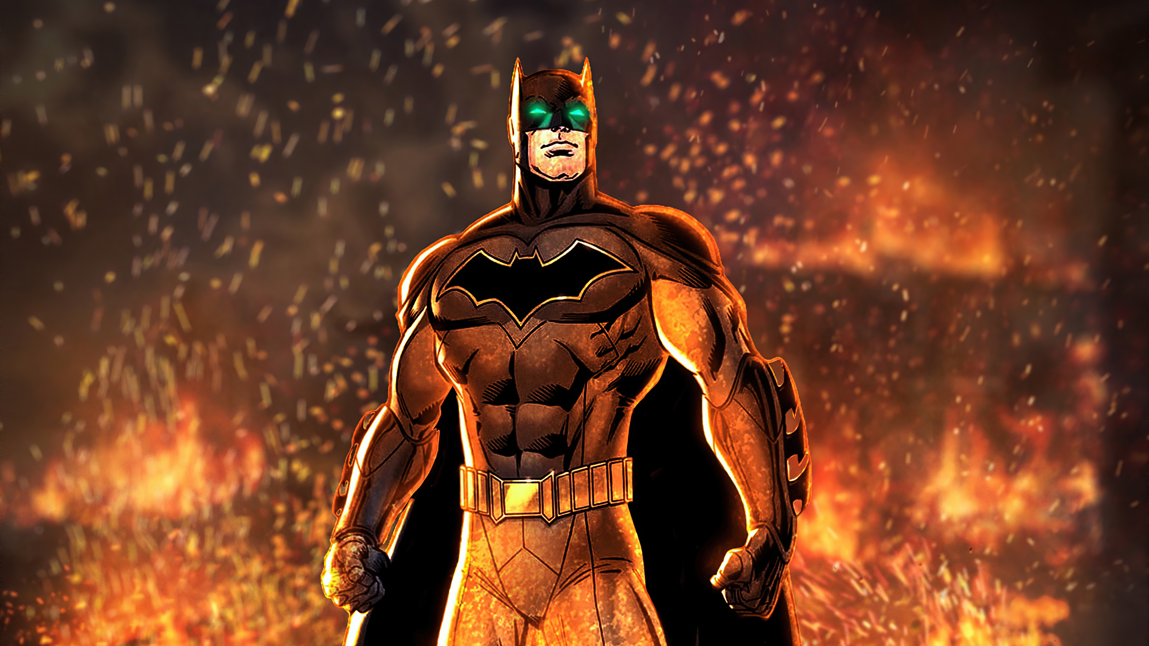 Batman standing in front of a fire HD Wallpaper