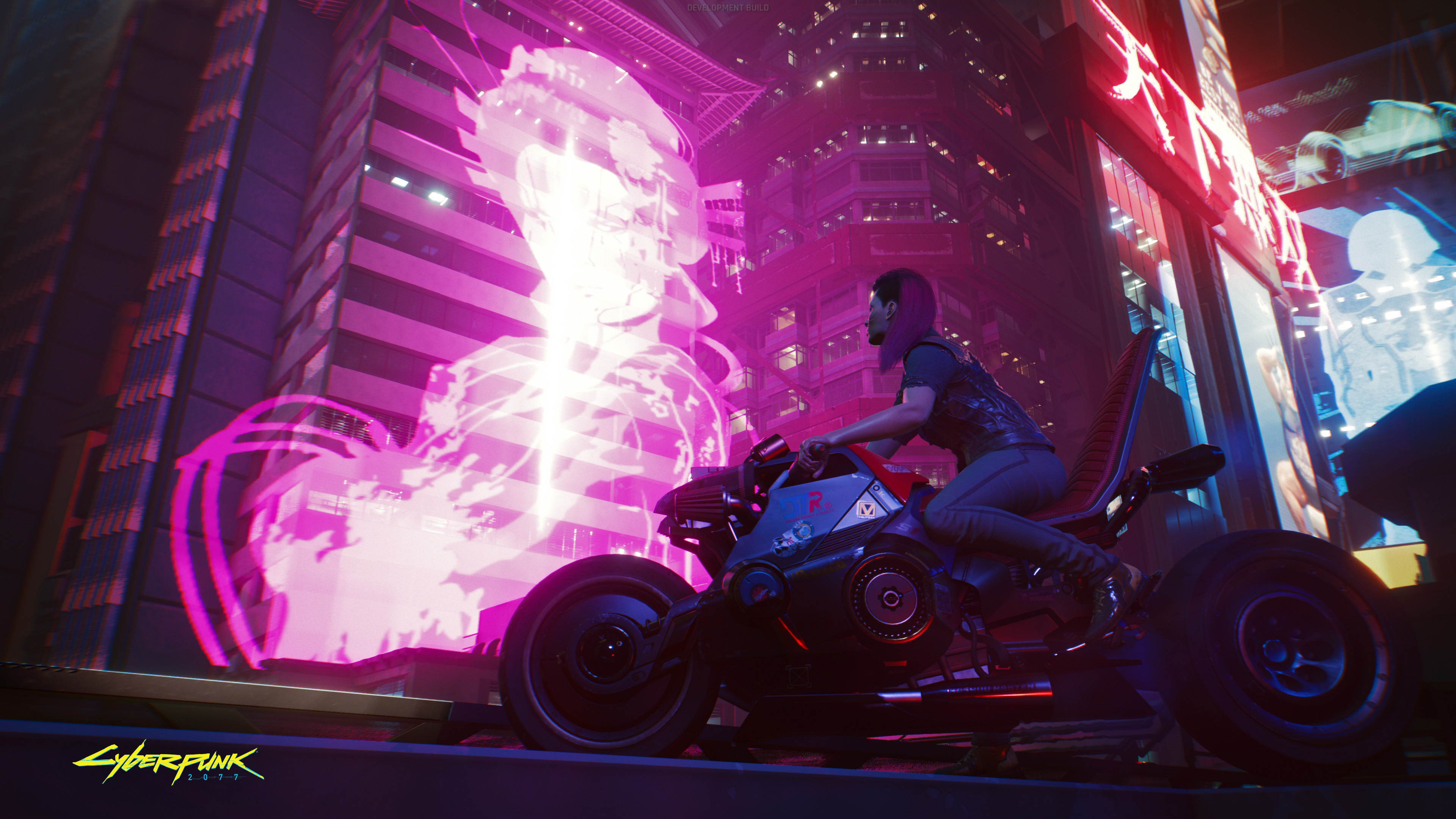 Cyberpunk 2077 game screenshot with a person on a motorcycle HD Wallpaper