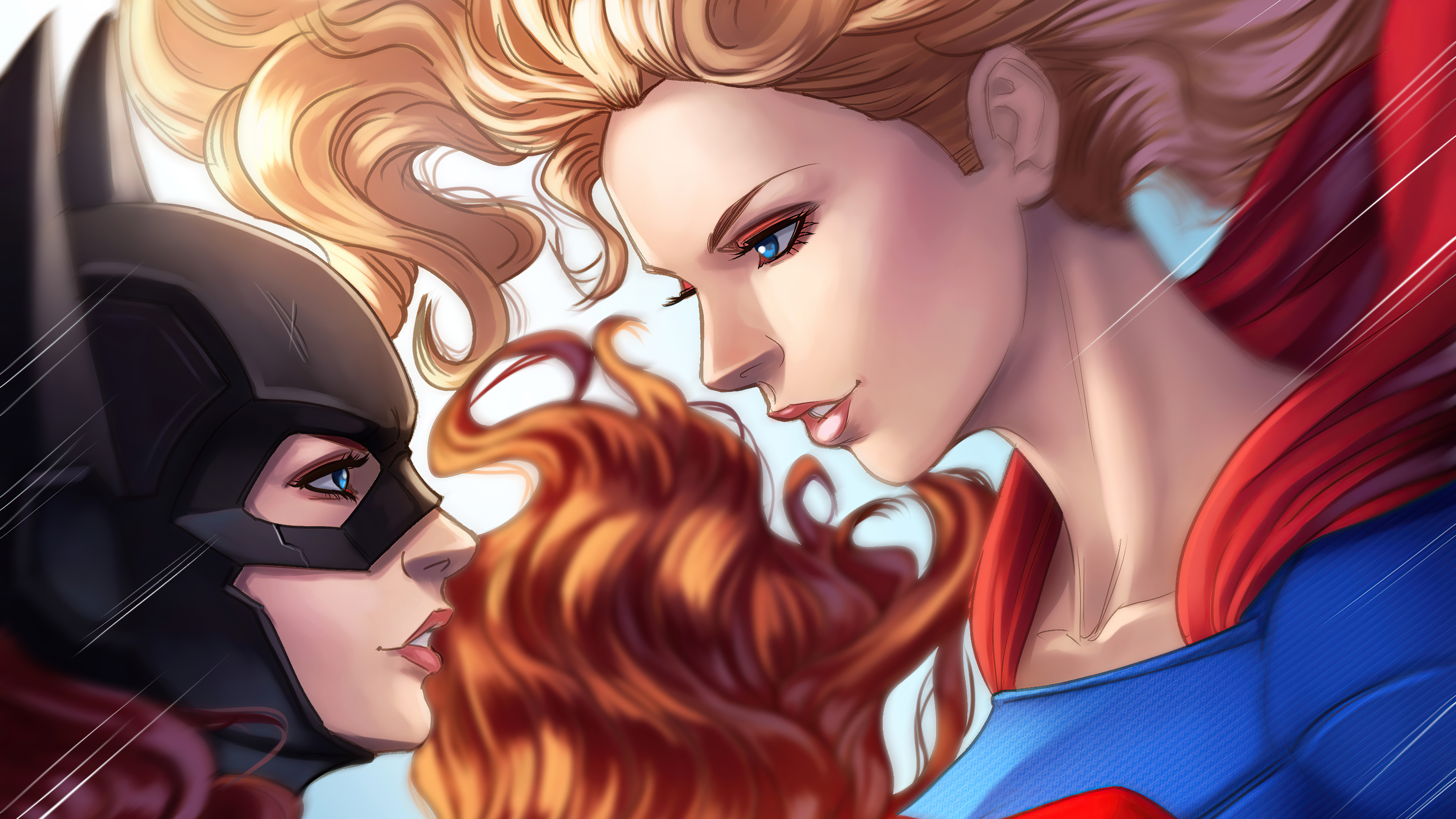 Batgirl and Supergirl artwork HD Wallpaper