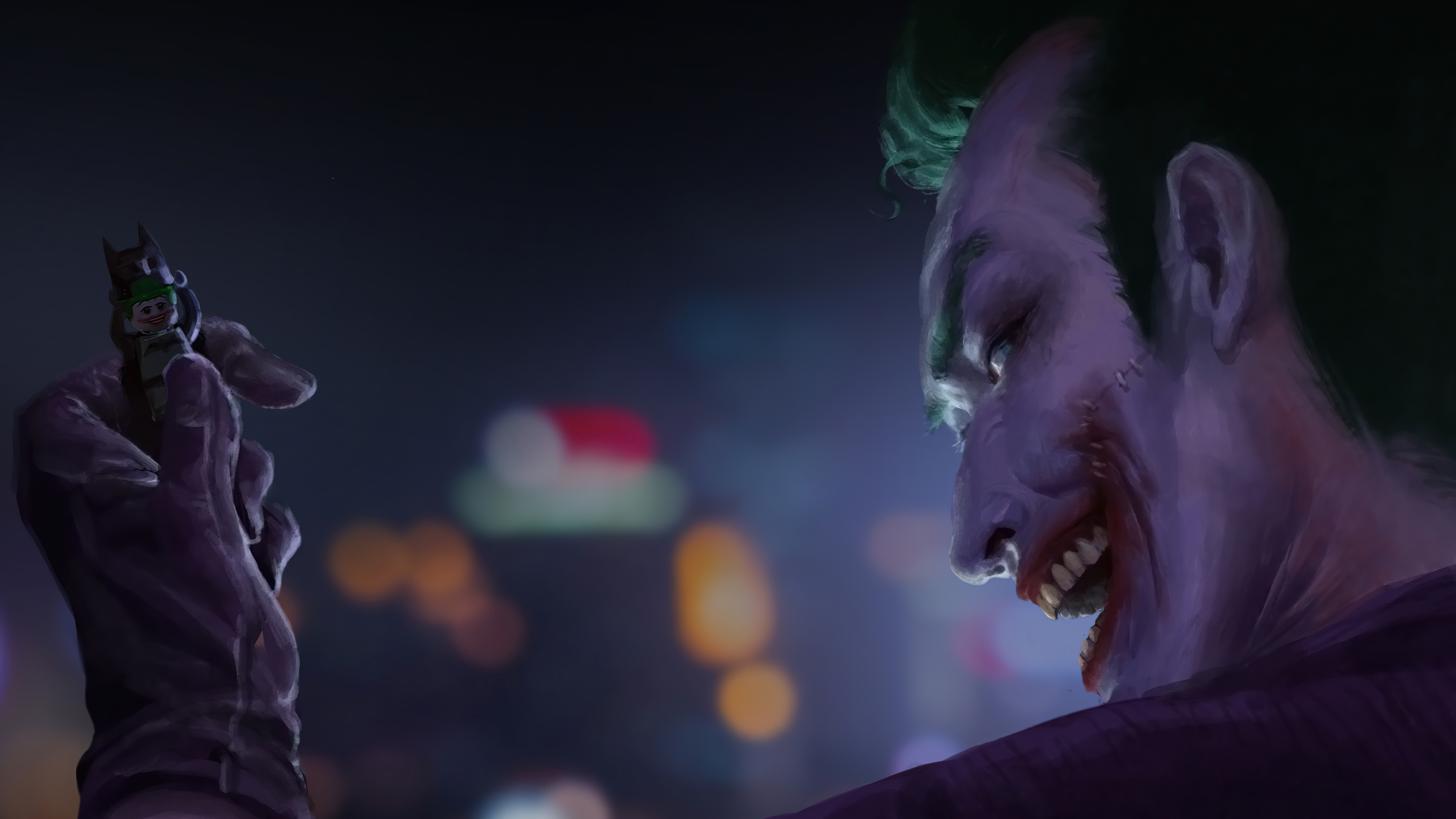 Joker holding a Batman figurine HD Wallpaper