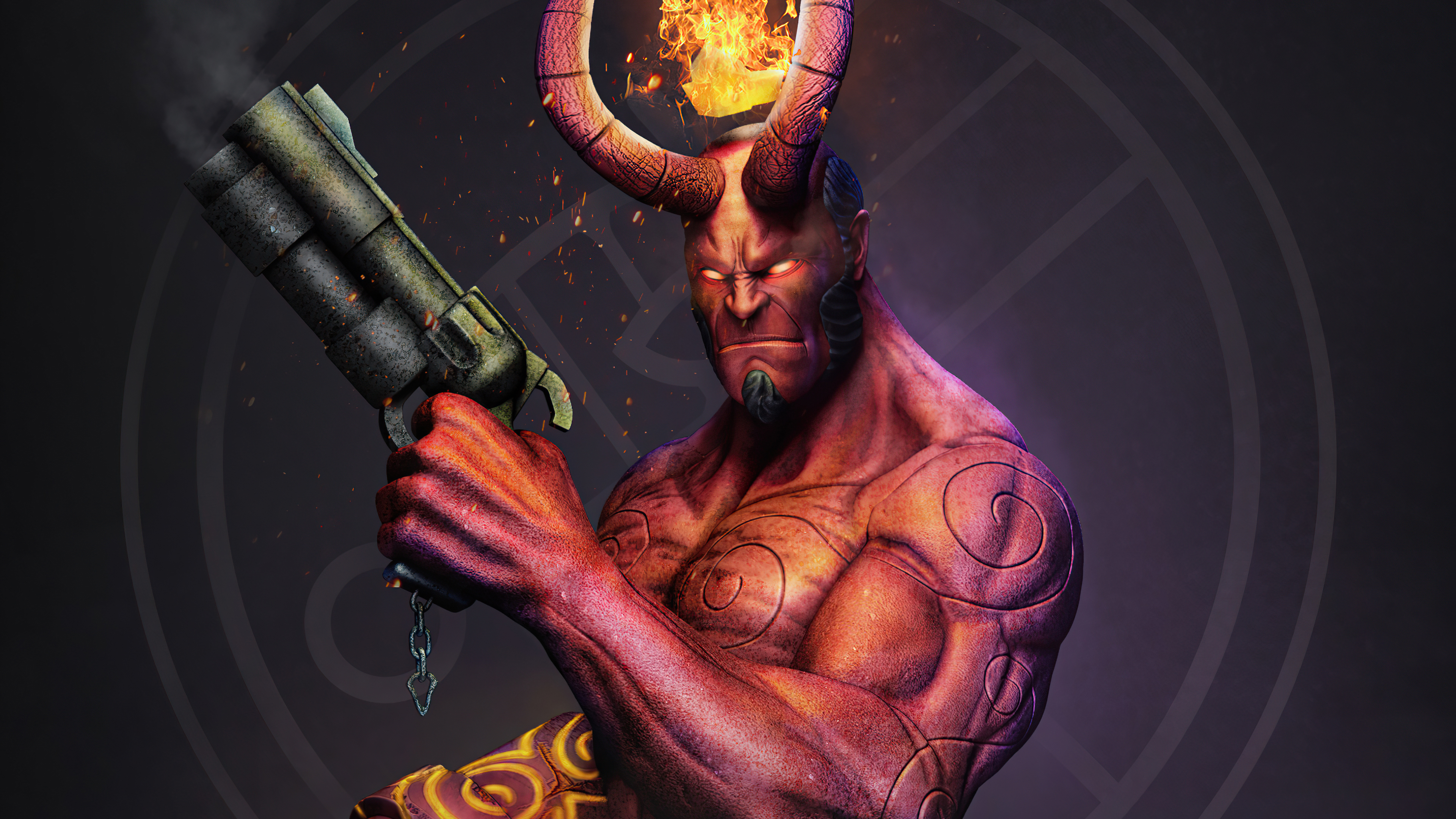 Hellboy with Gun Artwork 4K HD Wallpaper