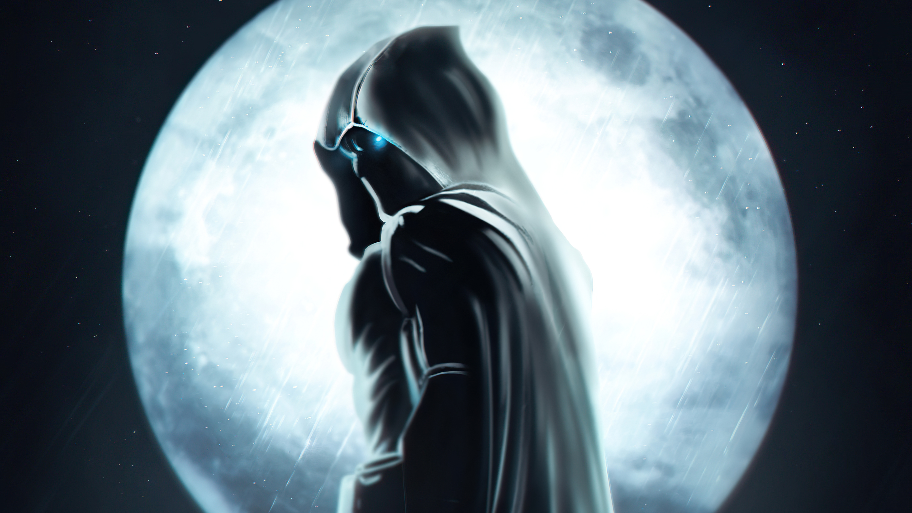 Moon Knight in front of a full moon HD Wallpaper