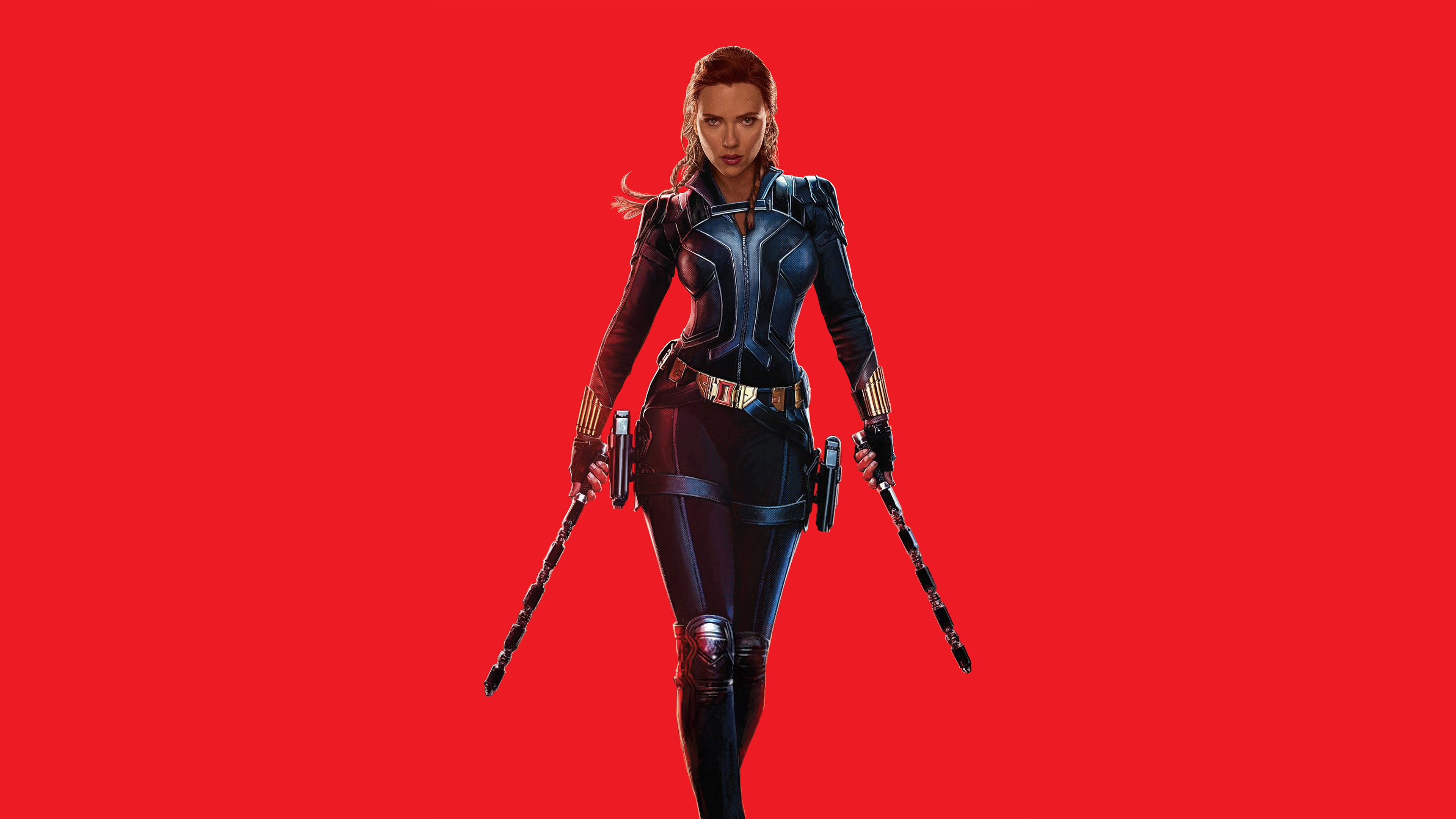 Black Widow with batons HD Wallpaper