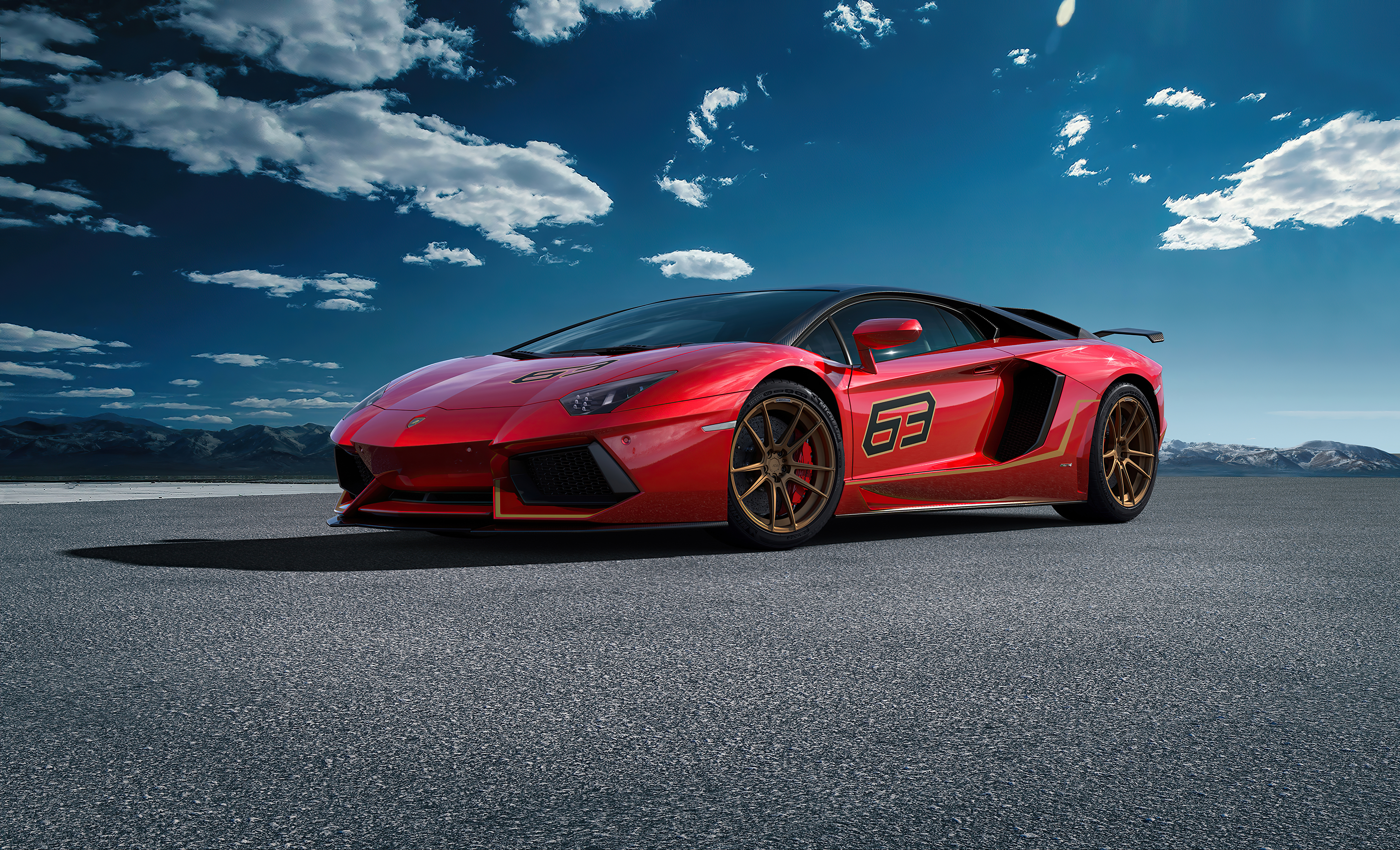 Red Lamborghini Aventador SVJ 63 Sports Car HD Wallpaper