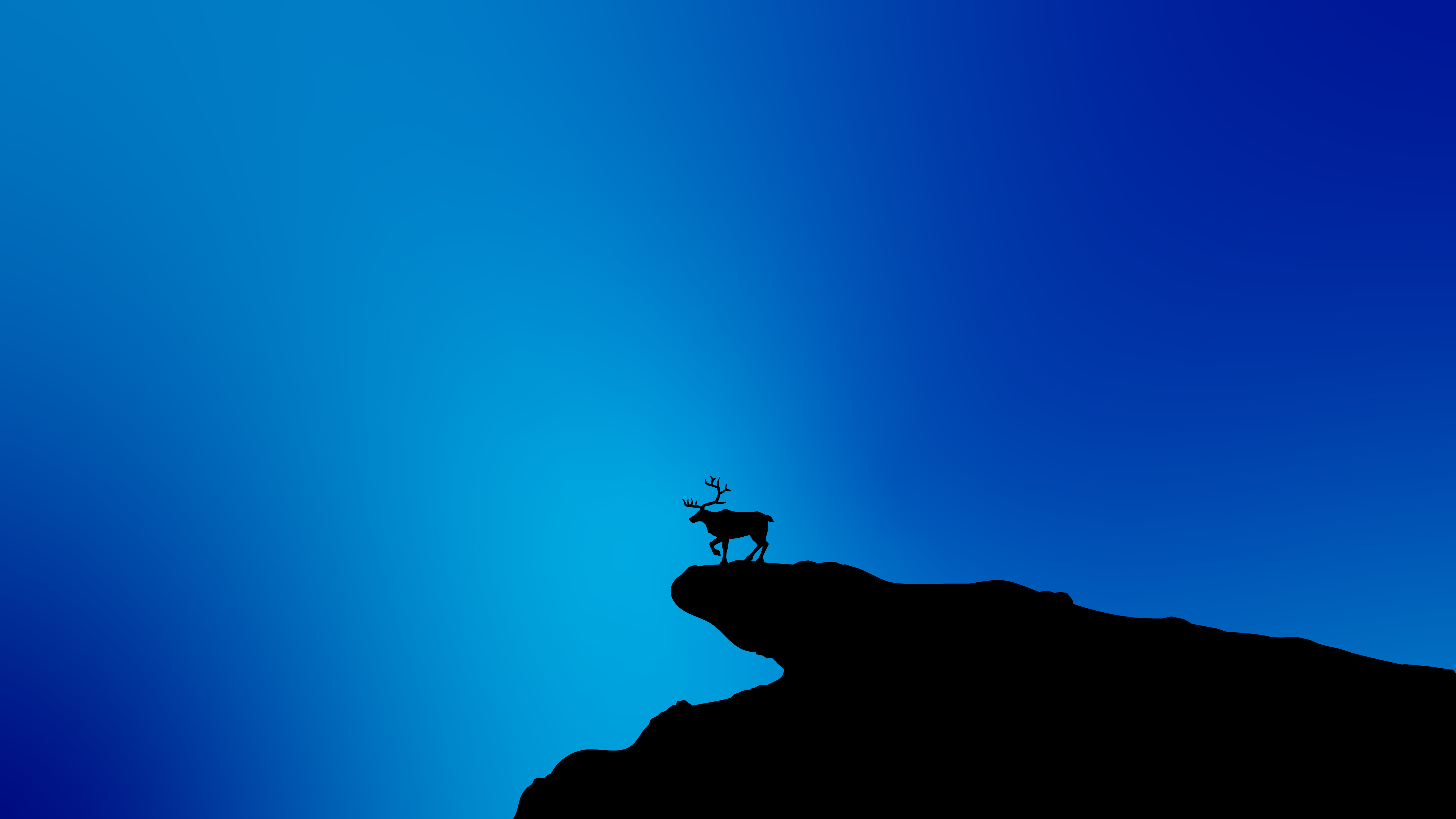 Reindeer on a cliff edge, minimalist artwork HD Wallpaper