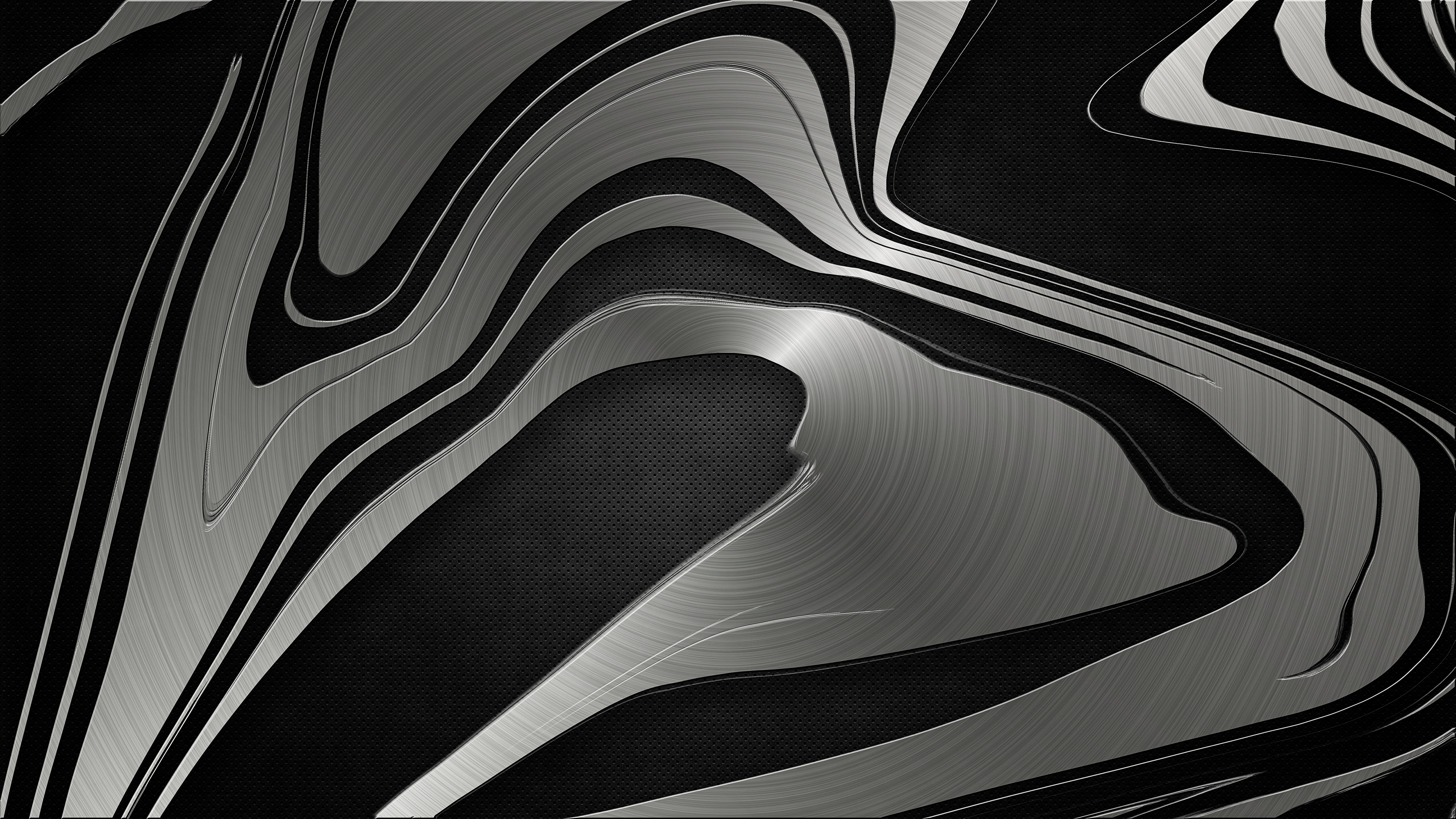 Abstract Metallic Swirls on Black Textured Background 4K HD Wallpaper