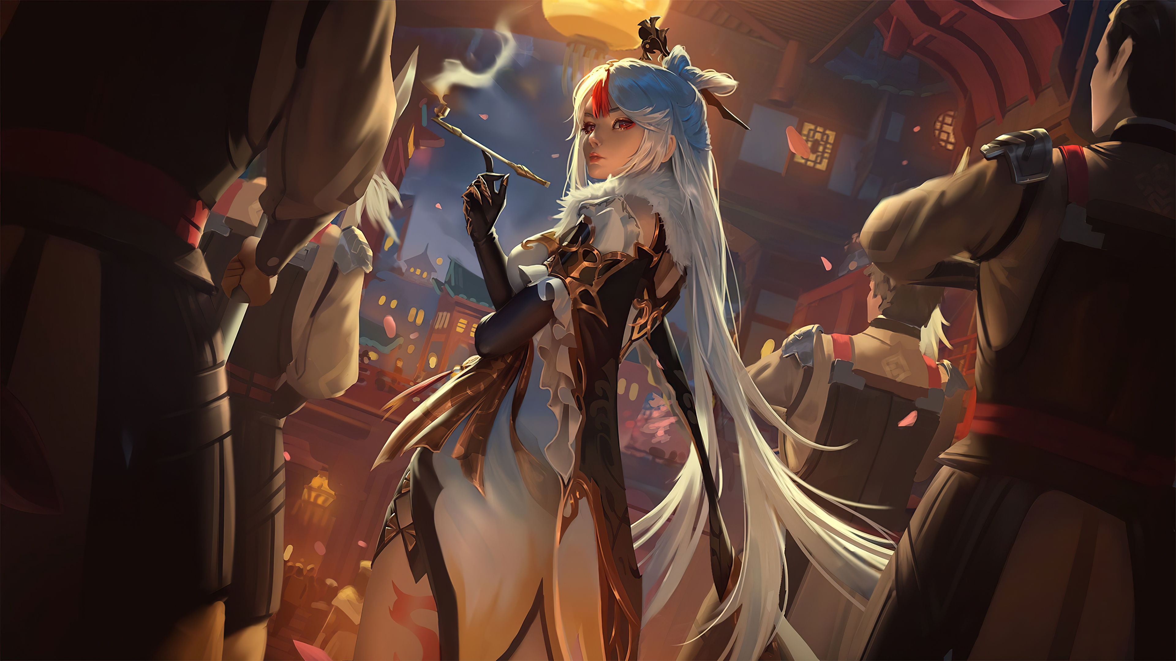 Ningguang from Genshin Impact smoking a pipe HD Wallpaper