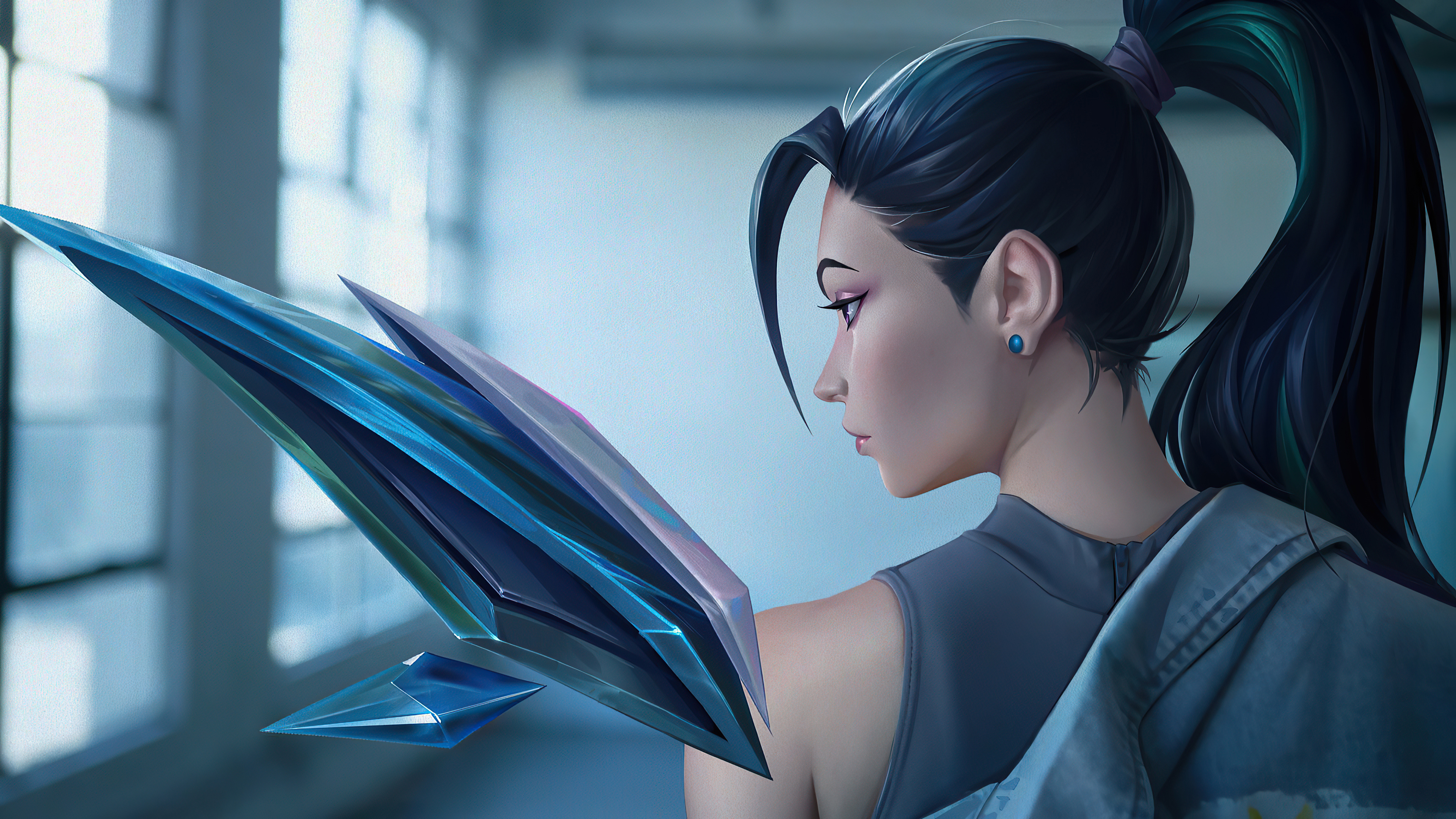 Kaisa from League of Legends with crystalline weapon HD Wallpaper