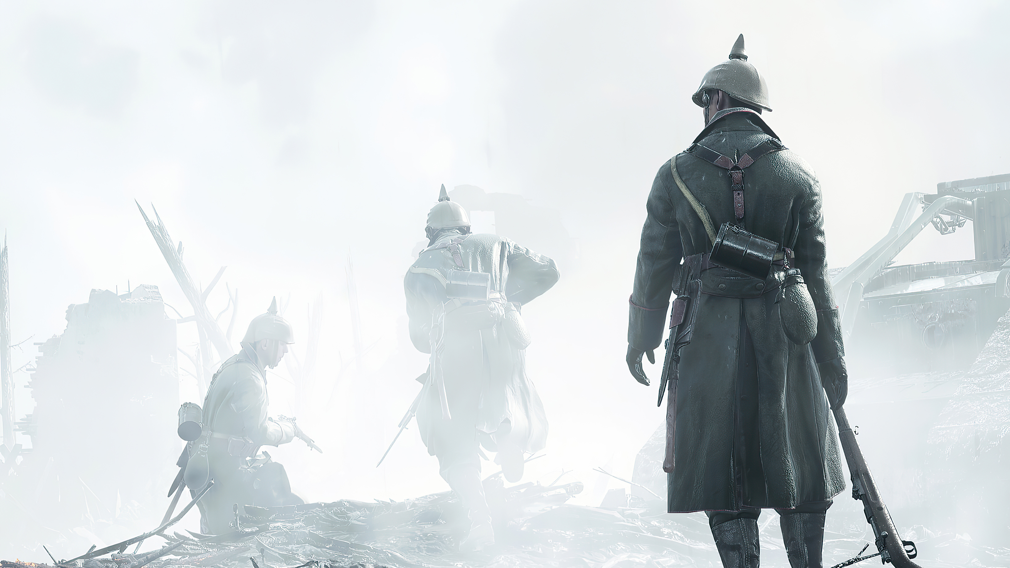 Soldiers in a foggy battlefield HD Wallpaper