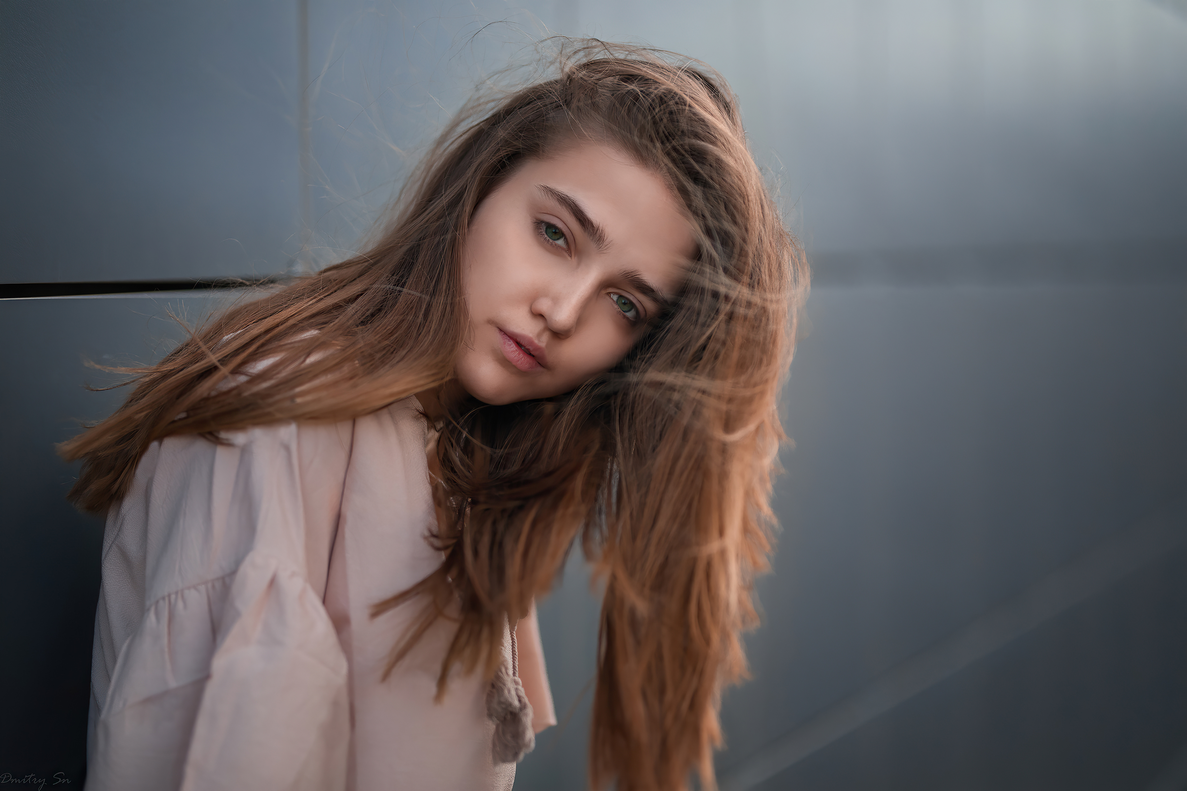 Model with long brown hair HD Wallpaper