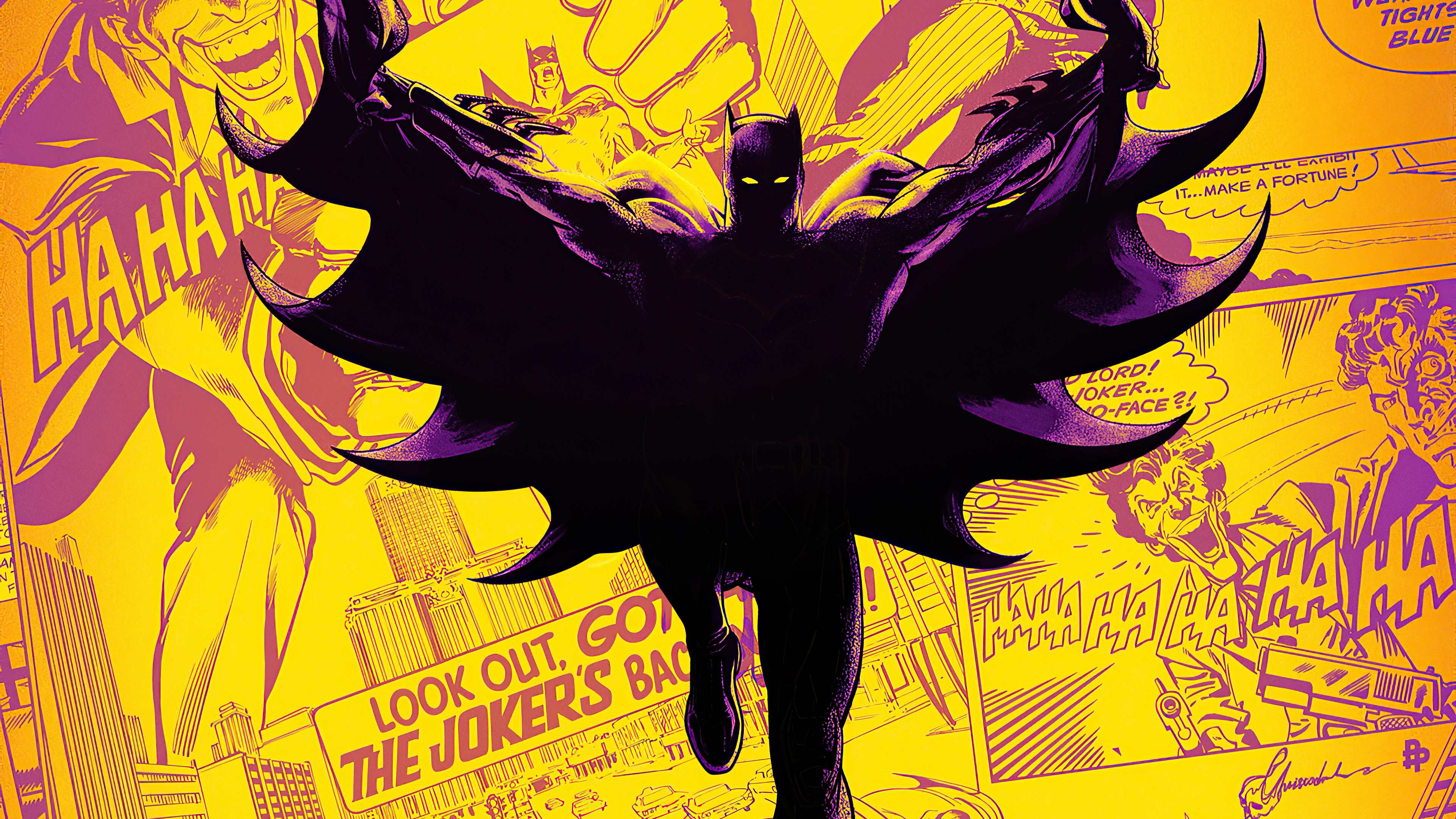 Batman and Joker comic art 4K HD Wallpaper