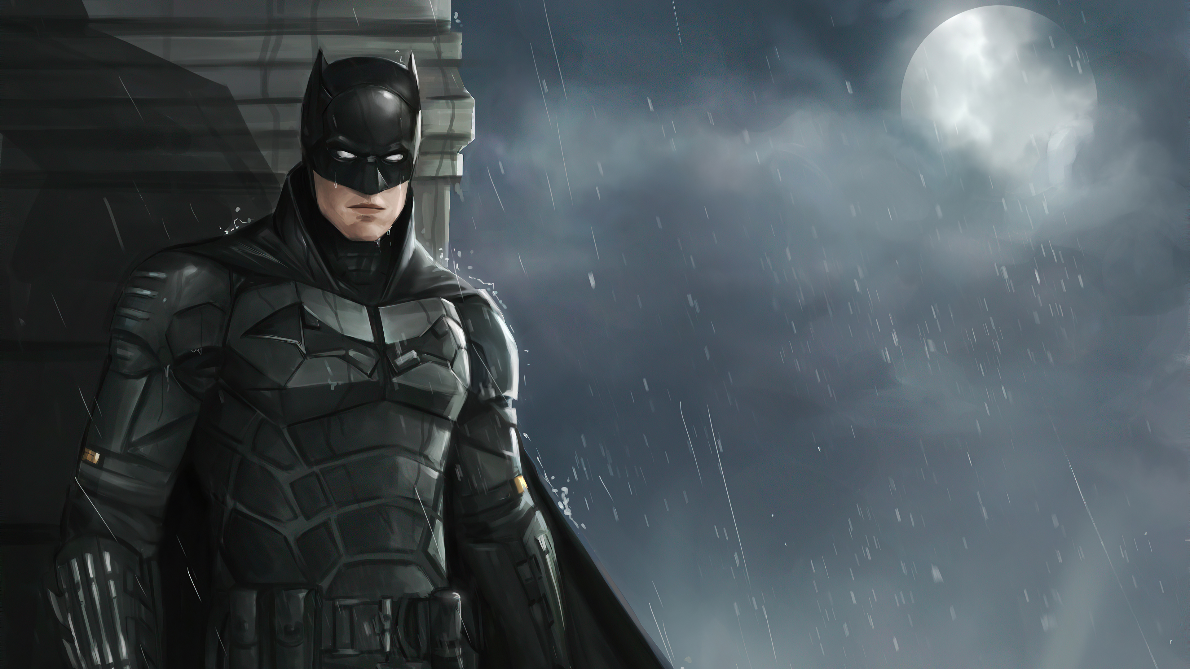Artwork of Batman in the rain HD Wallpaper
