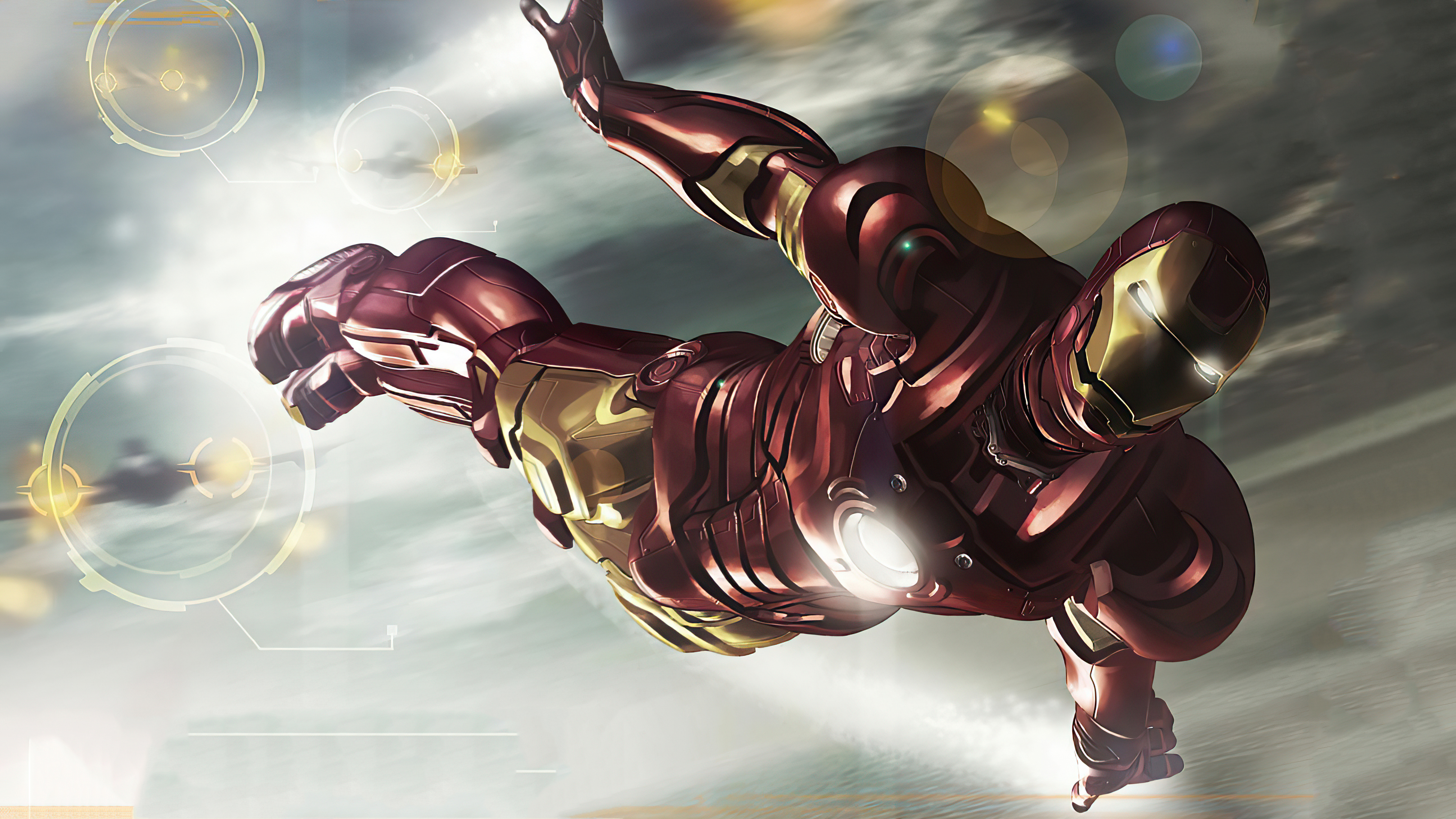 Iron Man flying in the sky HD Wallpaper