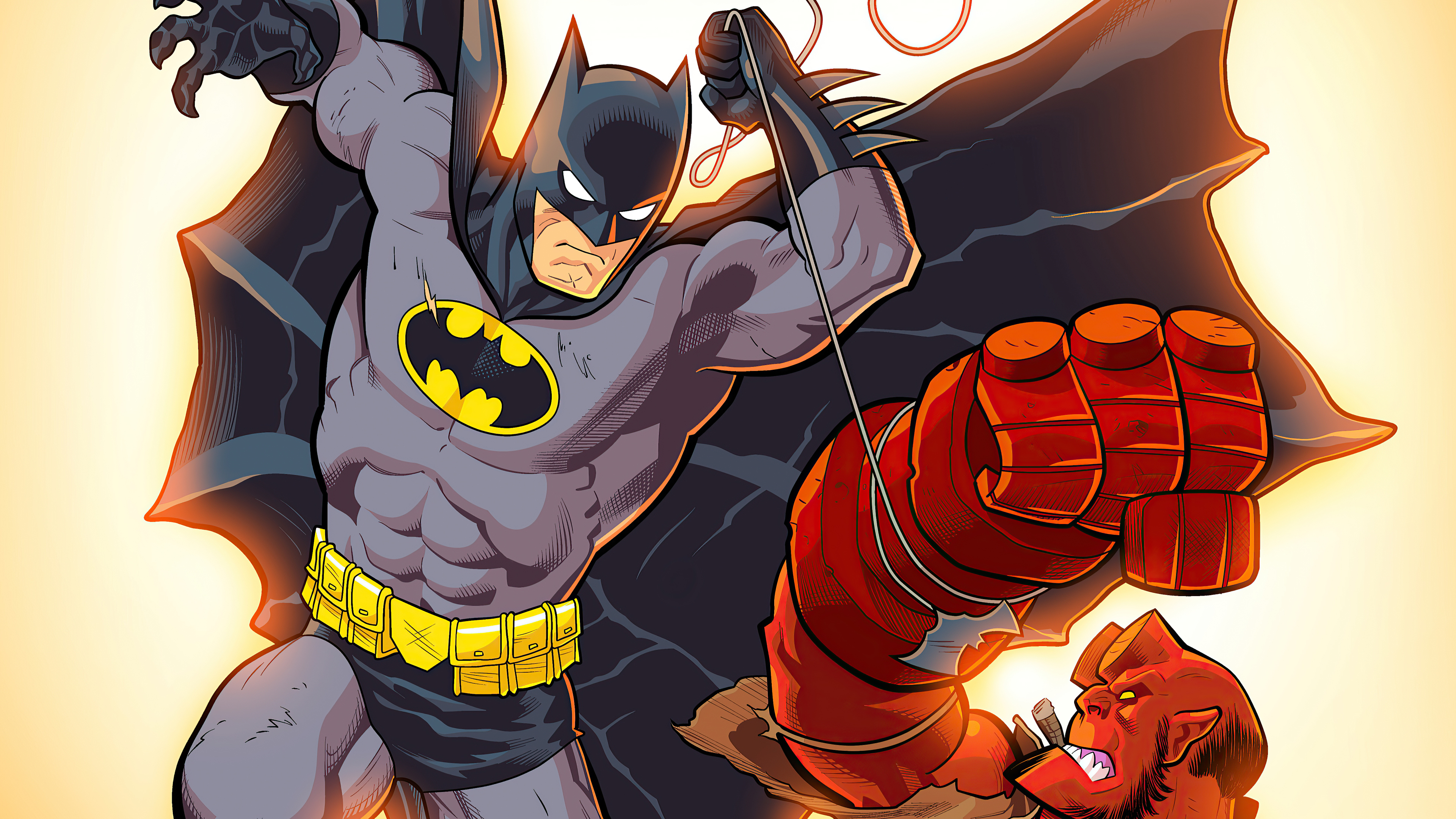 Batman and Hellboy artwork HD Wallpaper