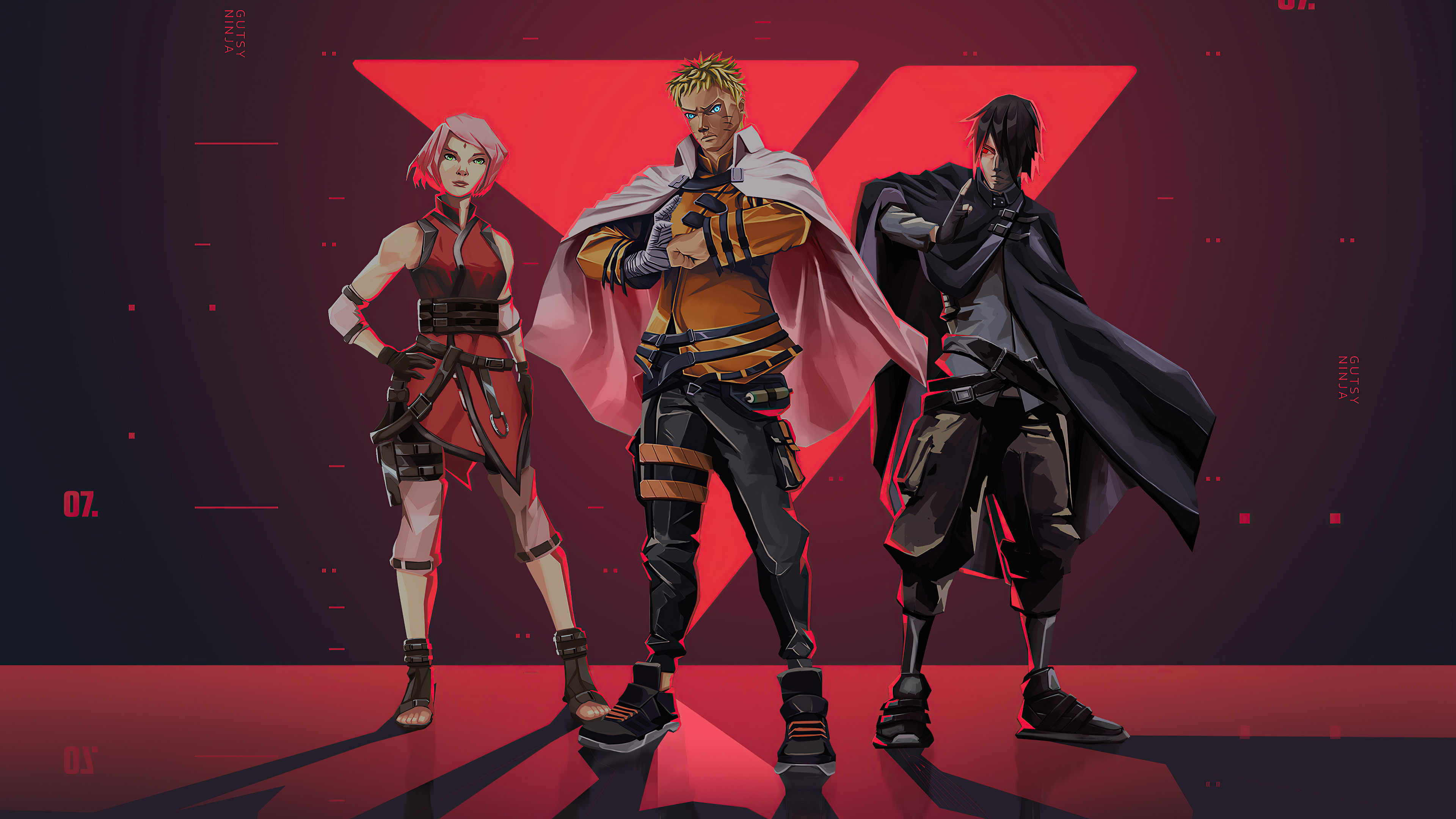 Naruto, Sakura, and Sasuke from Naruto in Valorant style HD Wallpaper