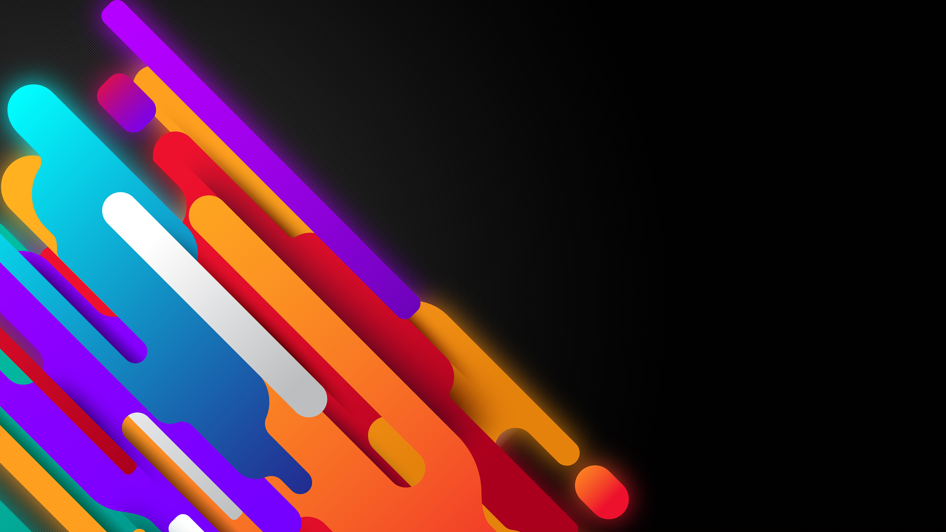 Abstract colorful rounded rectangles on black background 4K HD Wallpaper