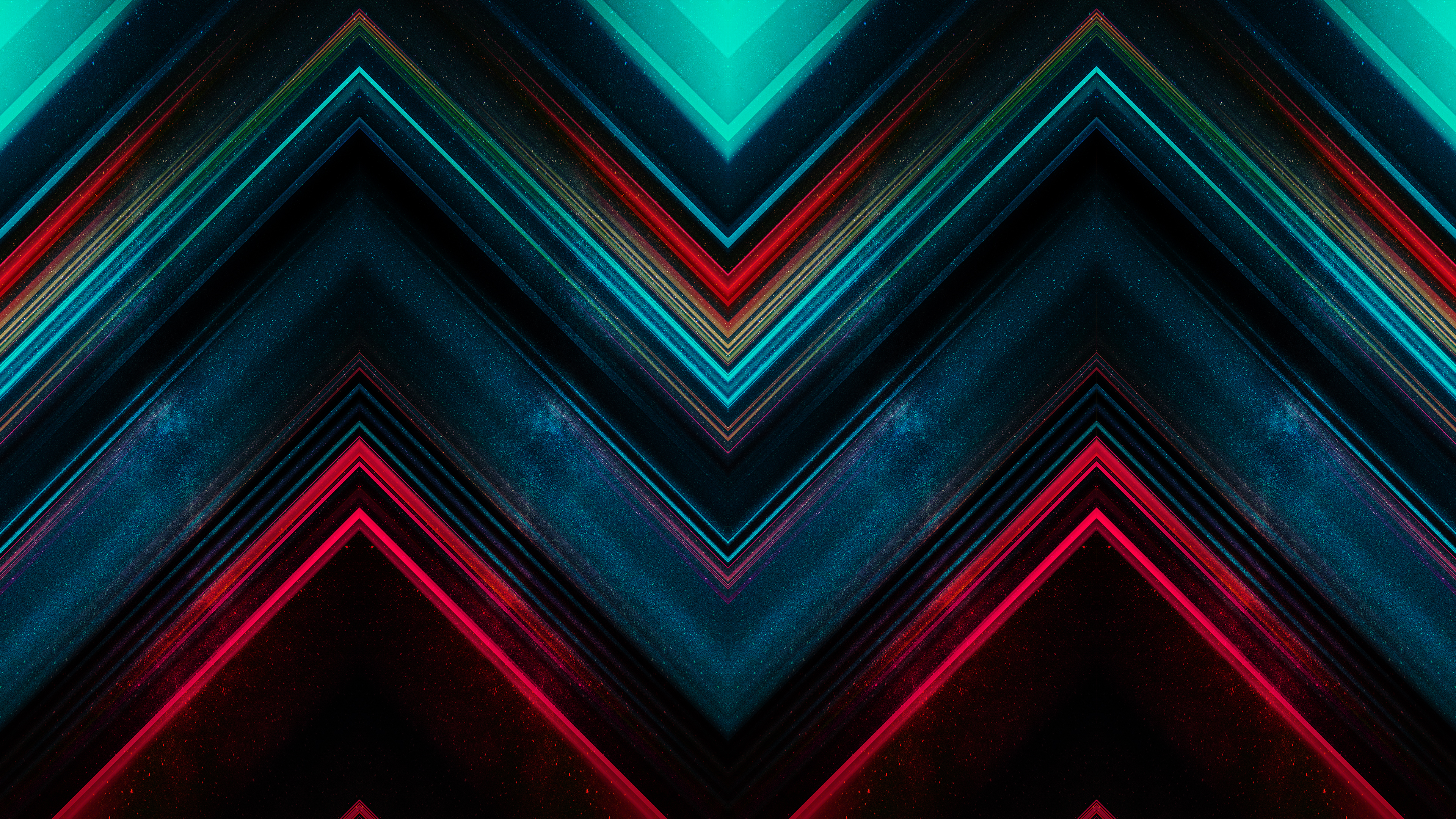 Abstract digital art with neon chevron patterns HD Wallpaper