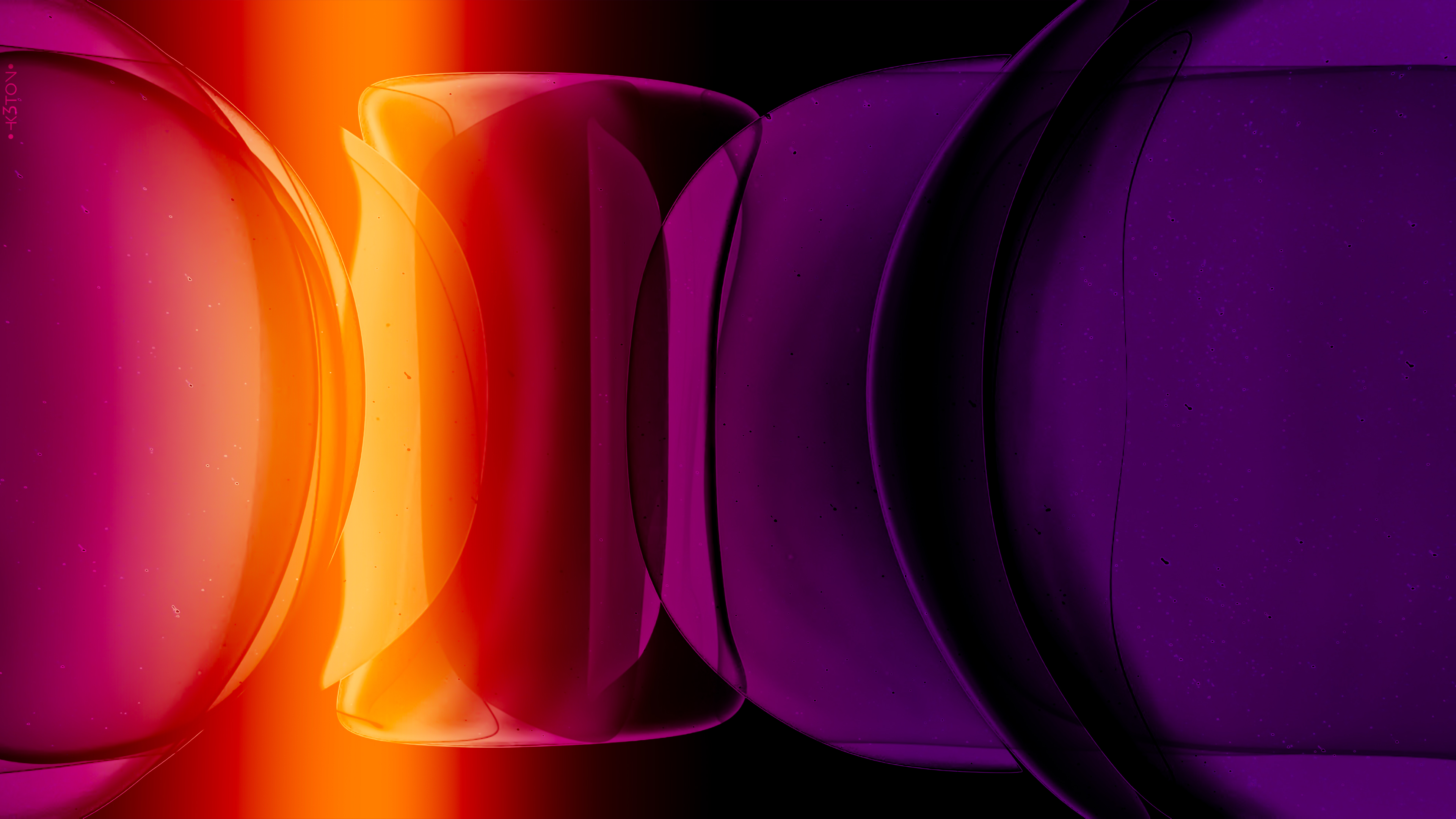 Abstract digital art with orange and purple hues HD Wallpaper