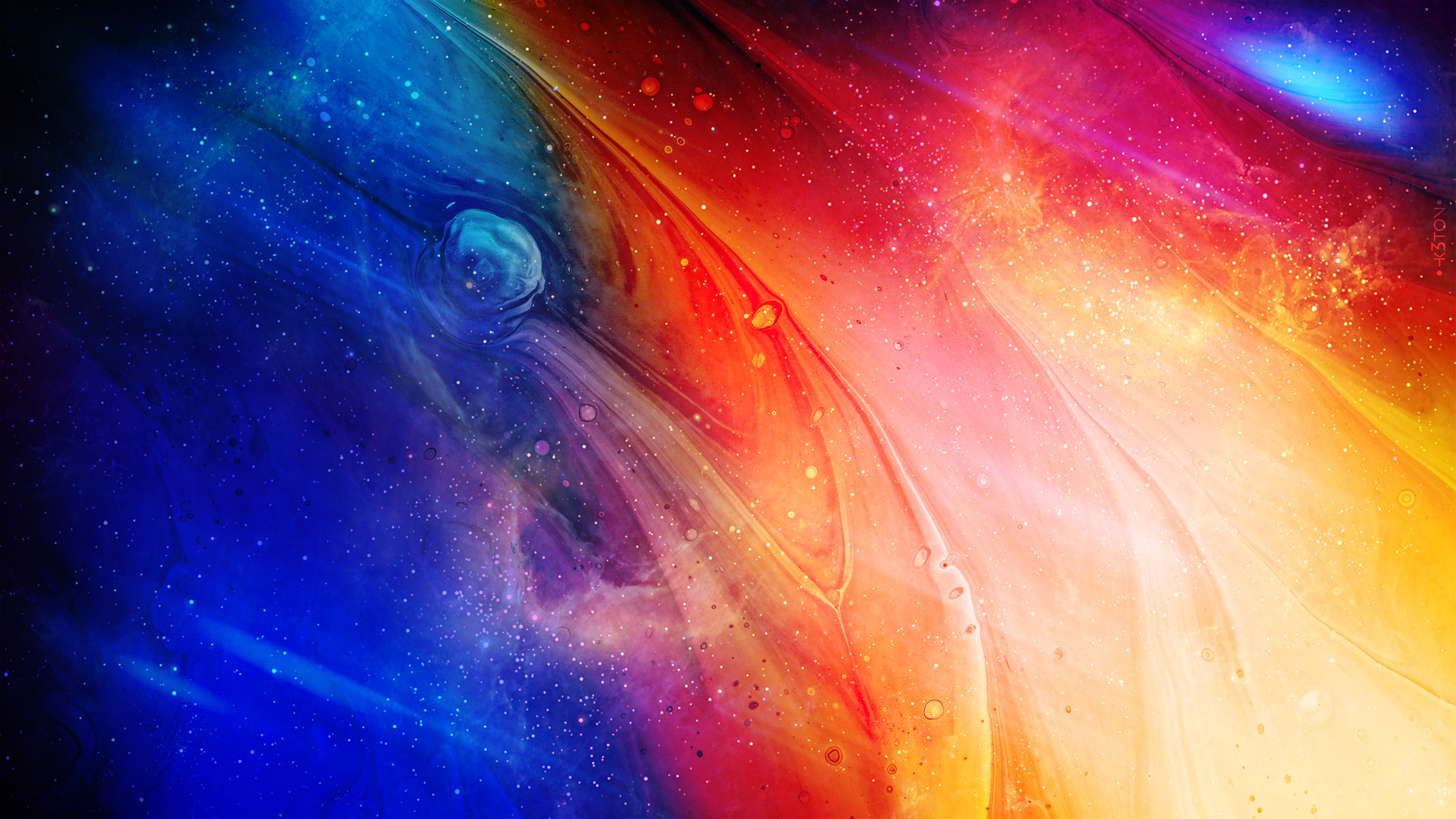 Abstract colorful fluid art with stars HD Wallpaper