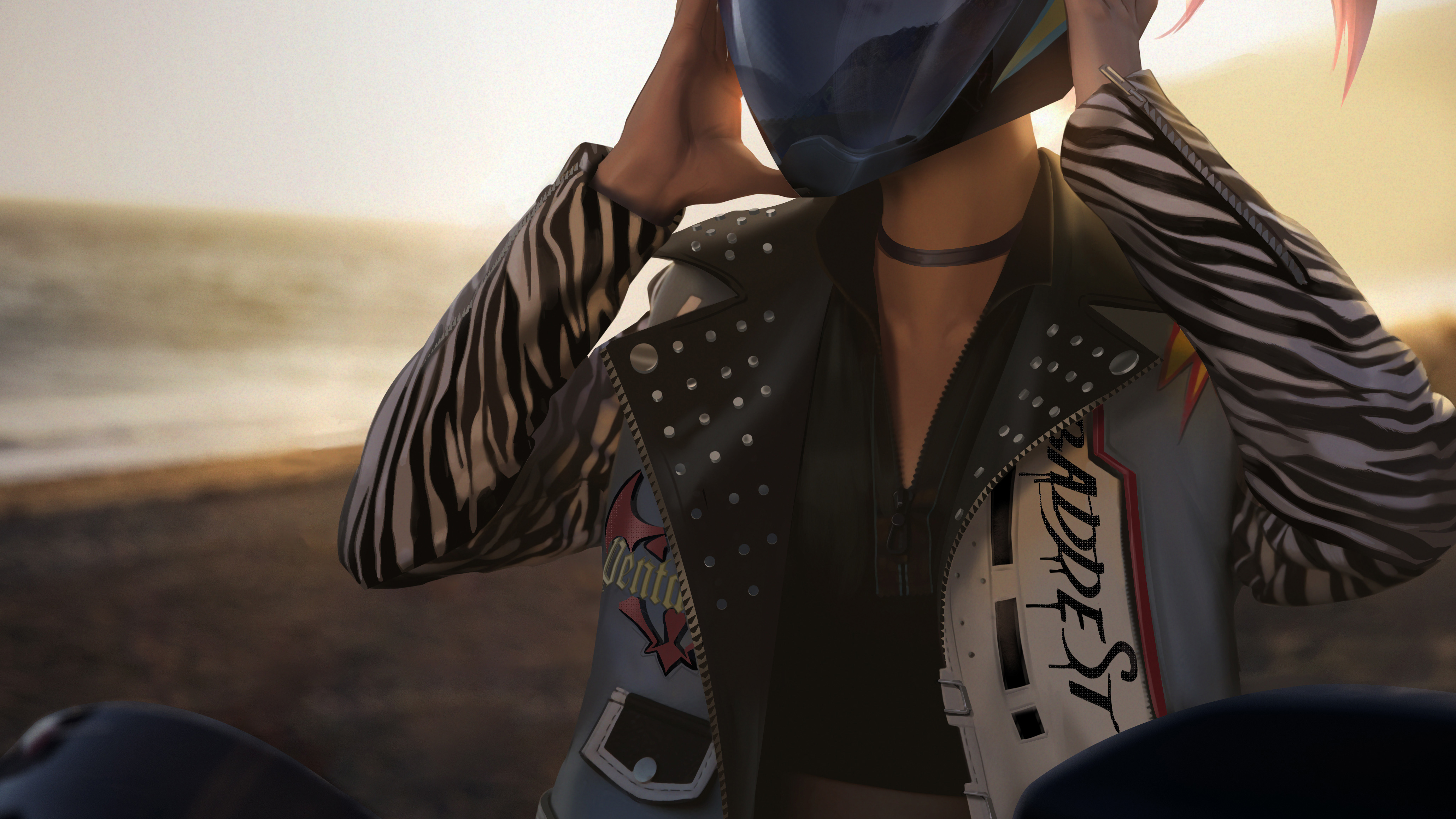 Akali from League of Legends wearing a helmet HD Wallpaper