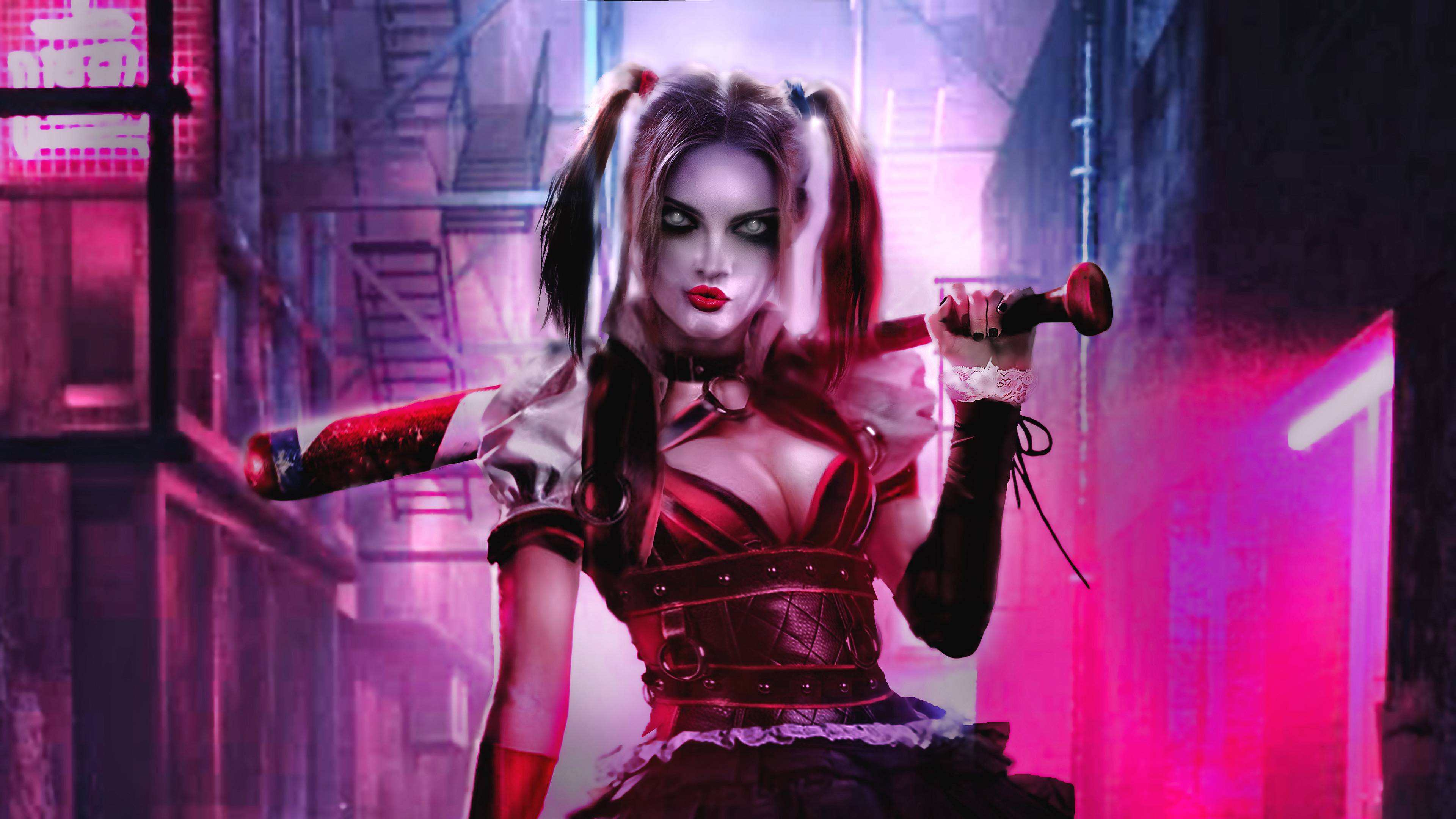 Harley Quinn with Baseball Bat Artwork HD Wallpaper