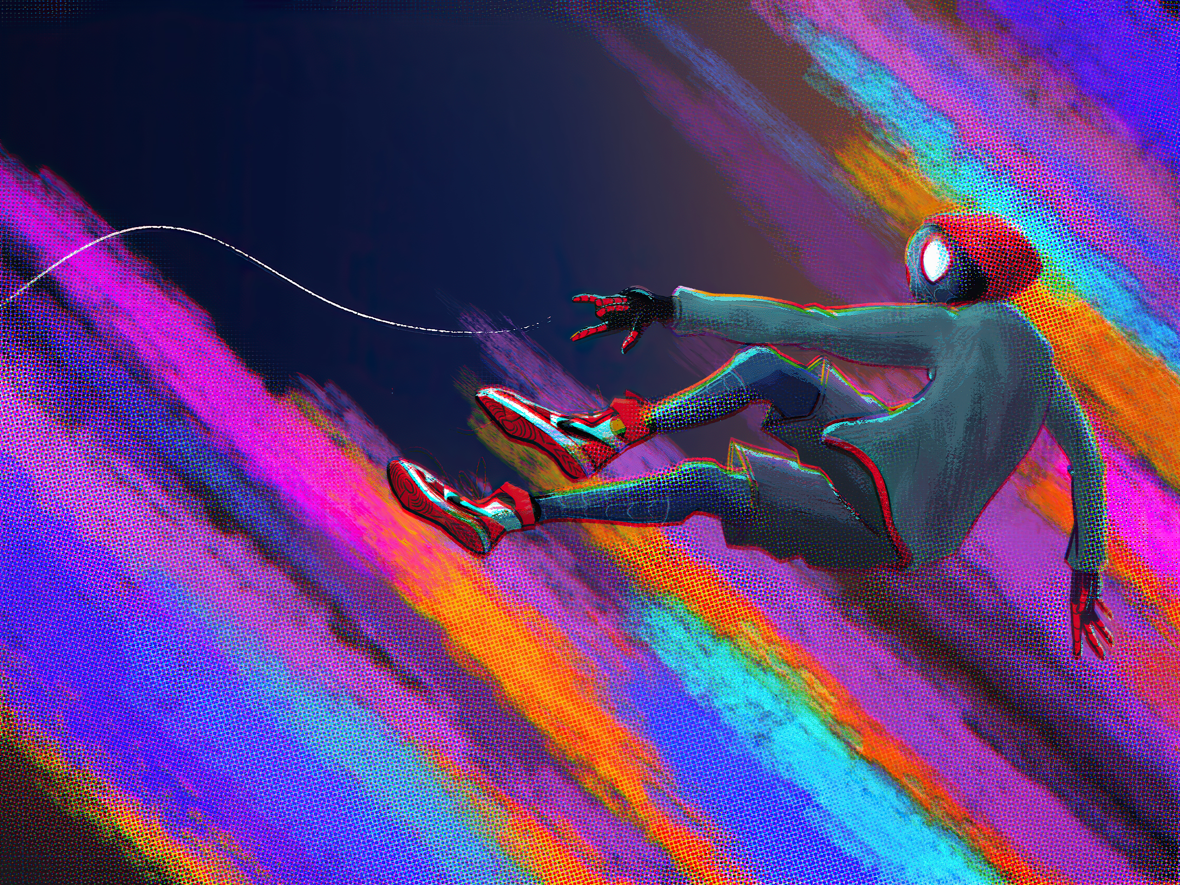 Miles Morales Spider-Man in colorful dimension HD Wallpaper