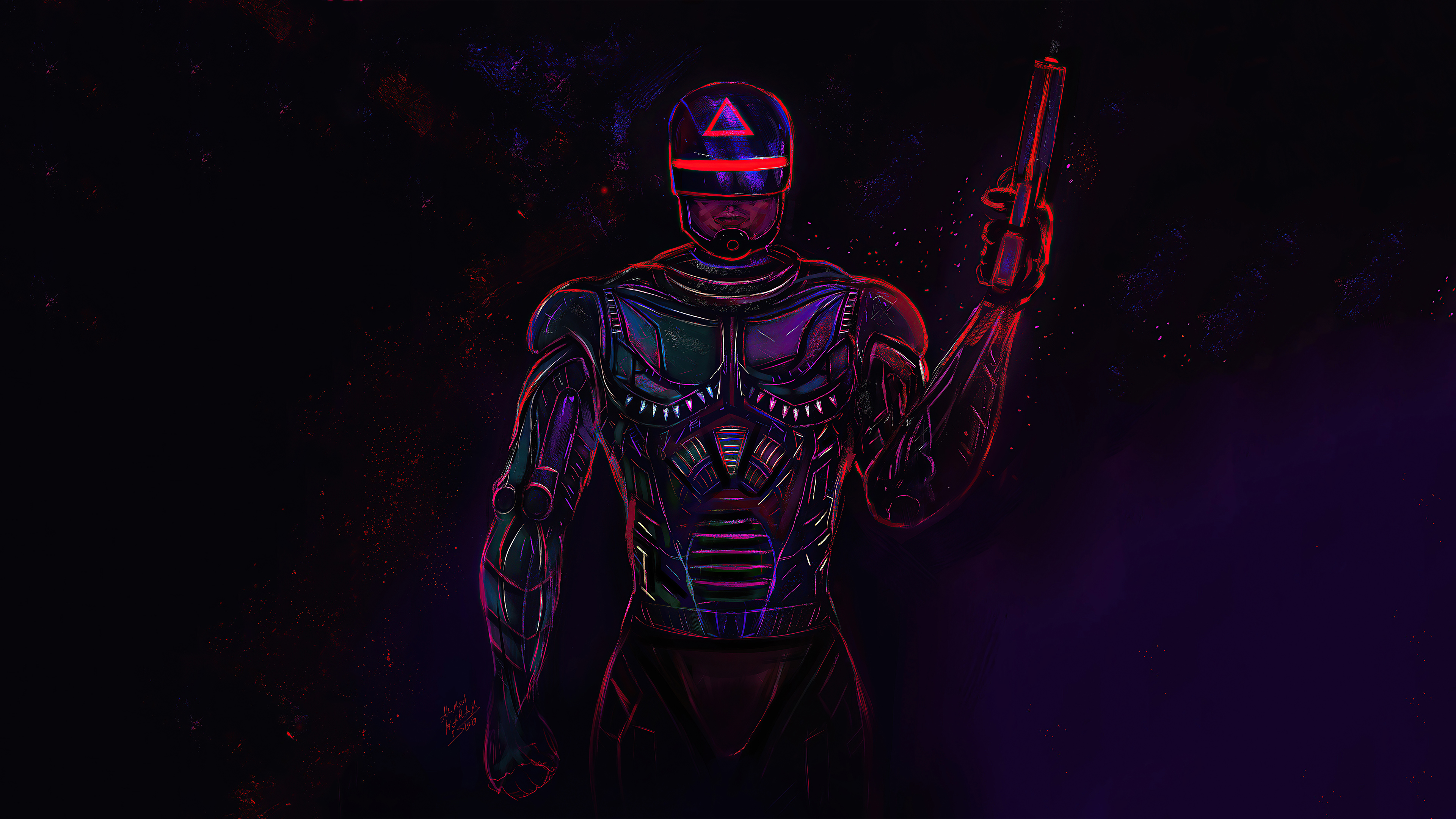 RoboCop artwork with gun HD Wallpaper