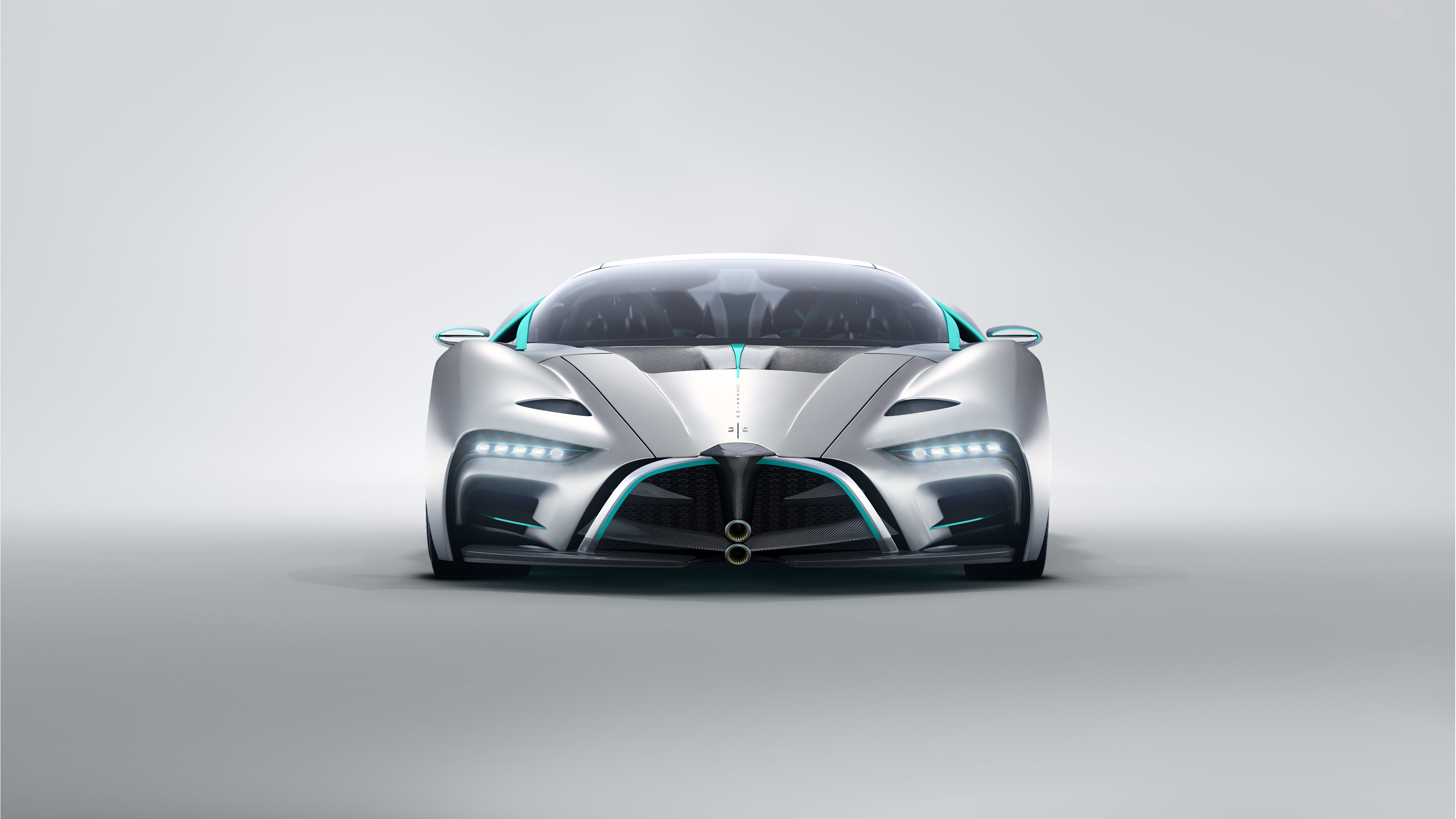 Silver concept car with teal accents HD Wallpaper