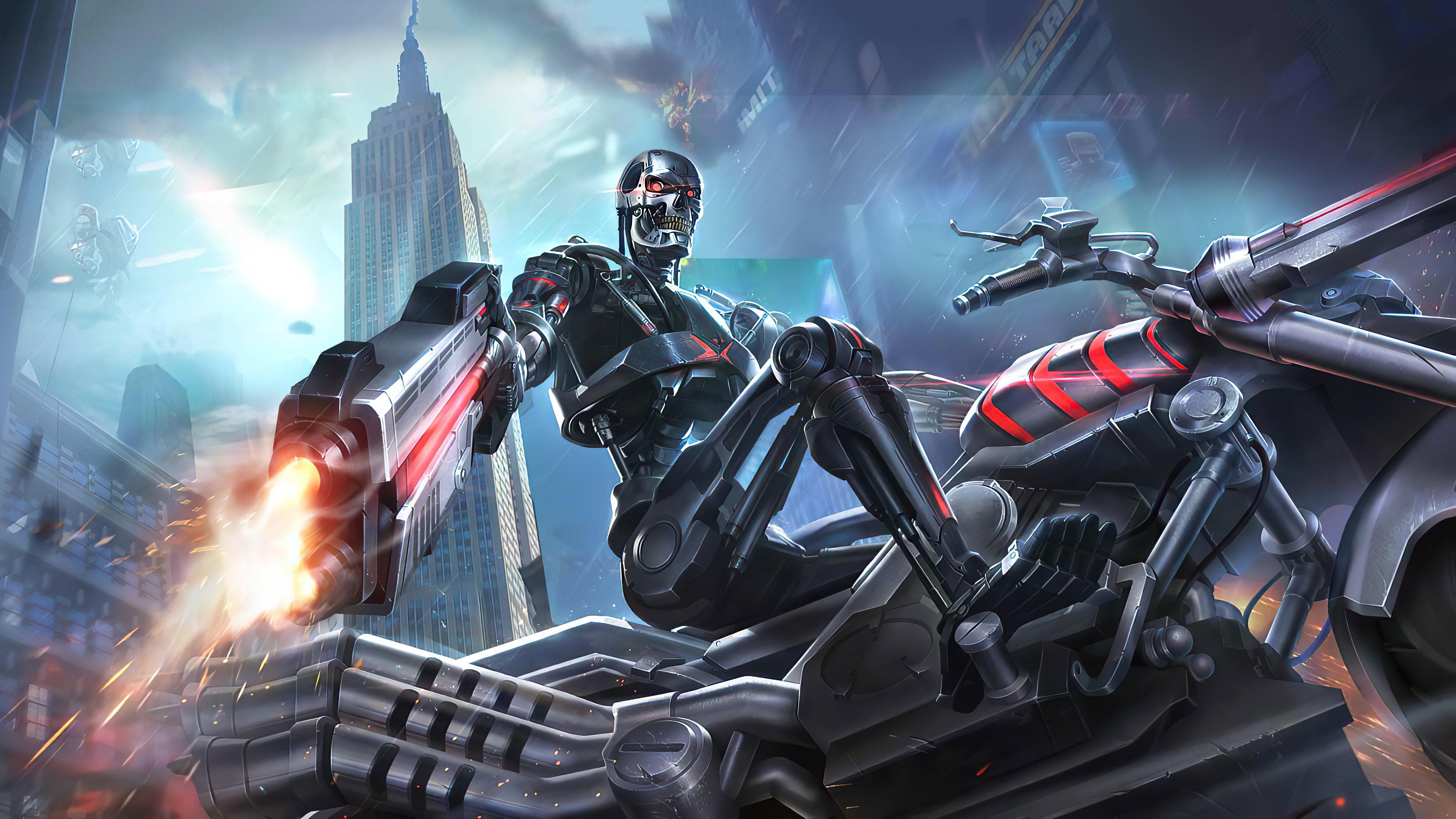 Terminator from Garena Contra Returns on a motorcycle HD Wallpaper