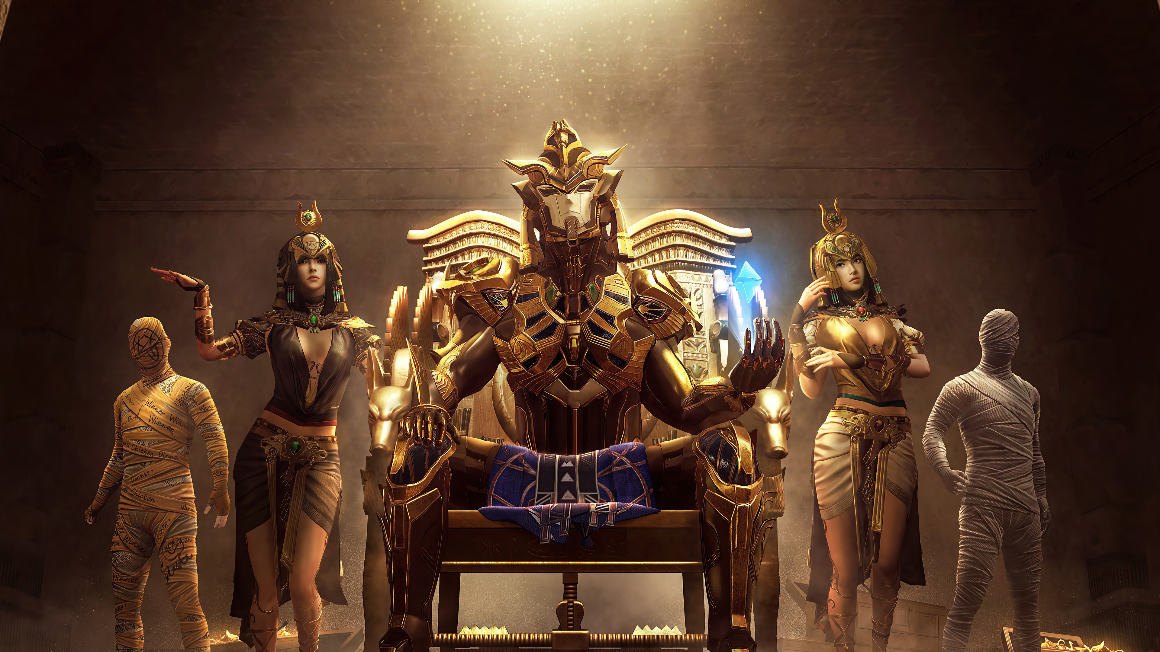 PUBG Characters in Ancient Egyptian Style HD Wallpaper