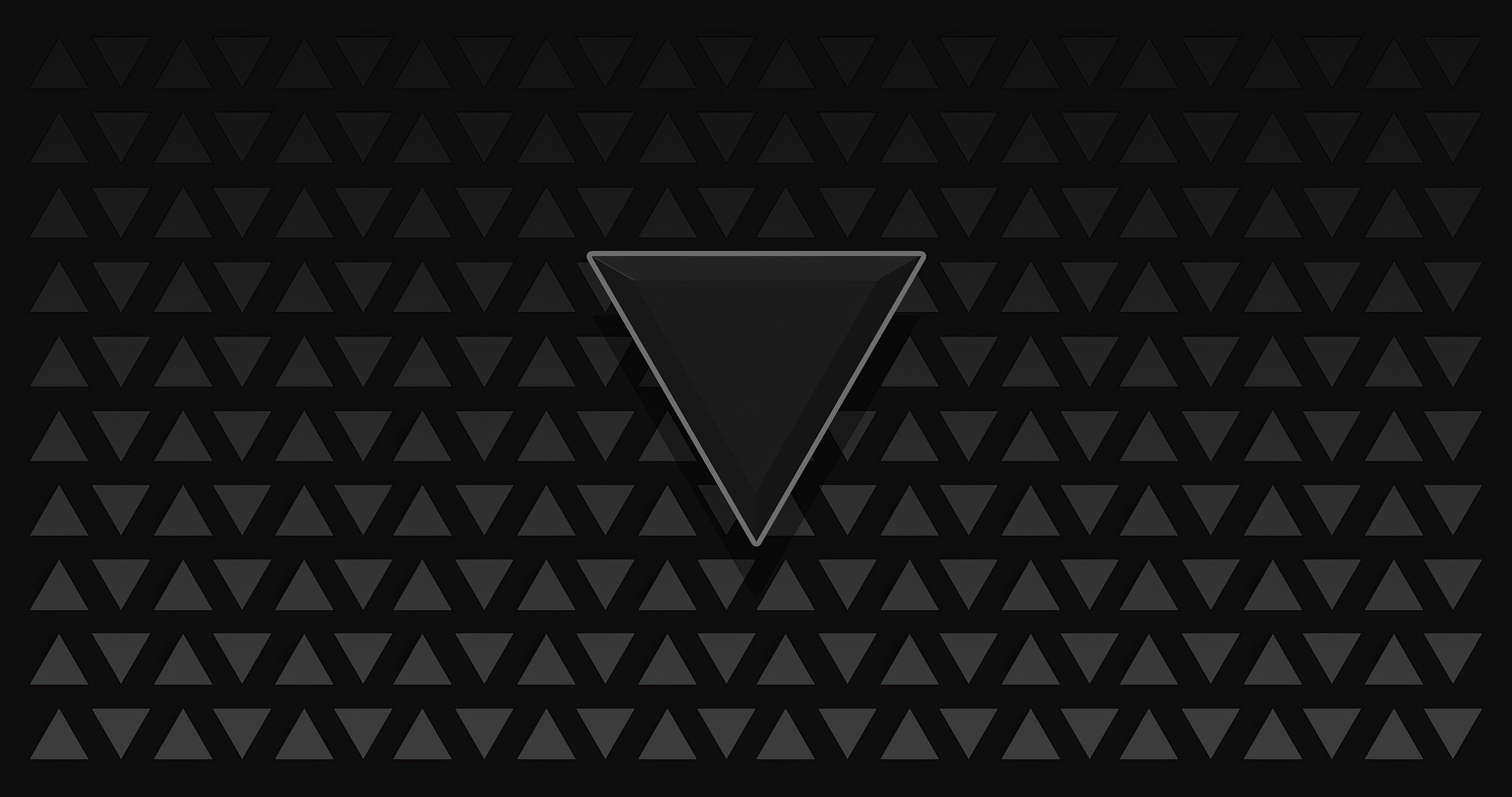 Dark abstract background with triangles and a central triangle HD Wallpaper