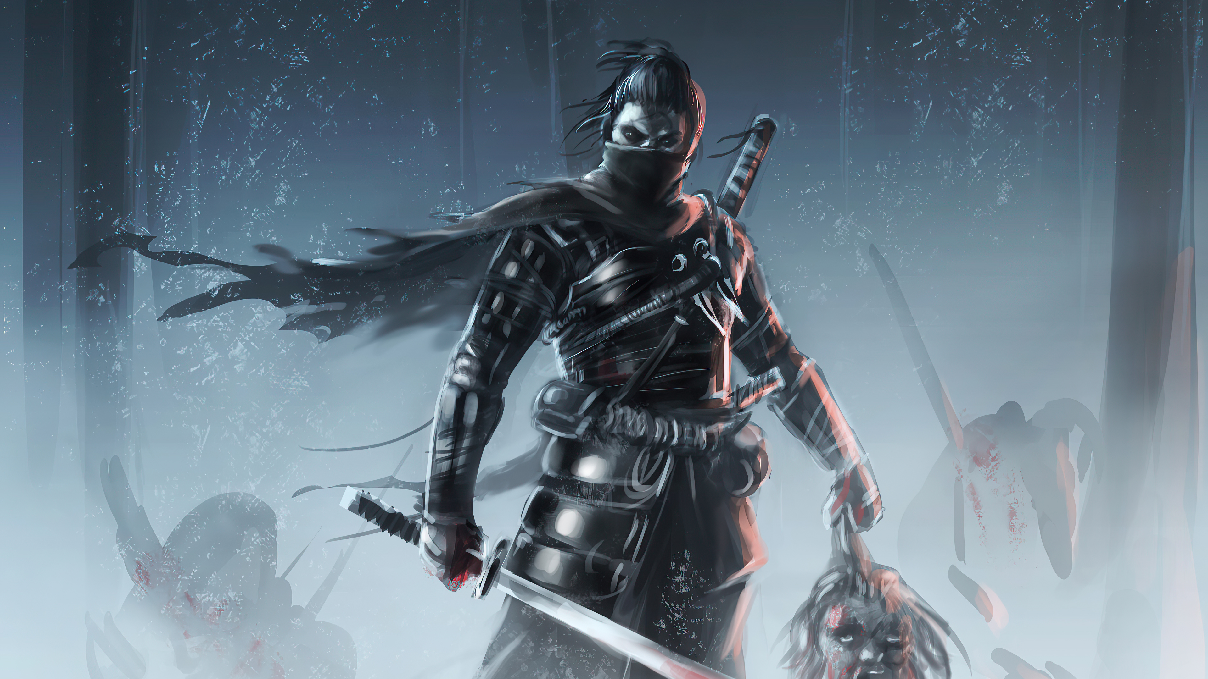 Samurai warrior holding a severed head, Ghost of Tsushima HD Wallpaper