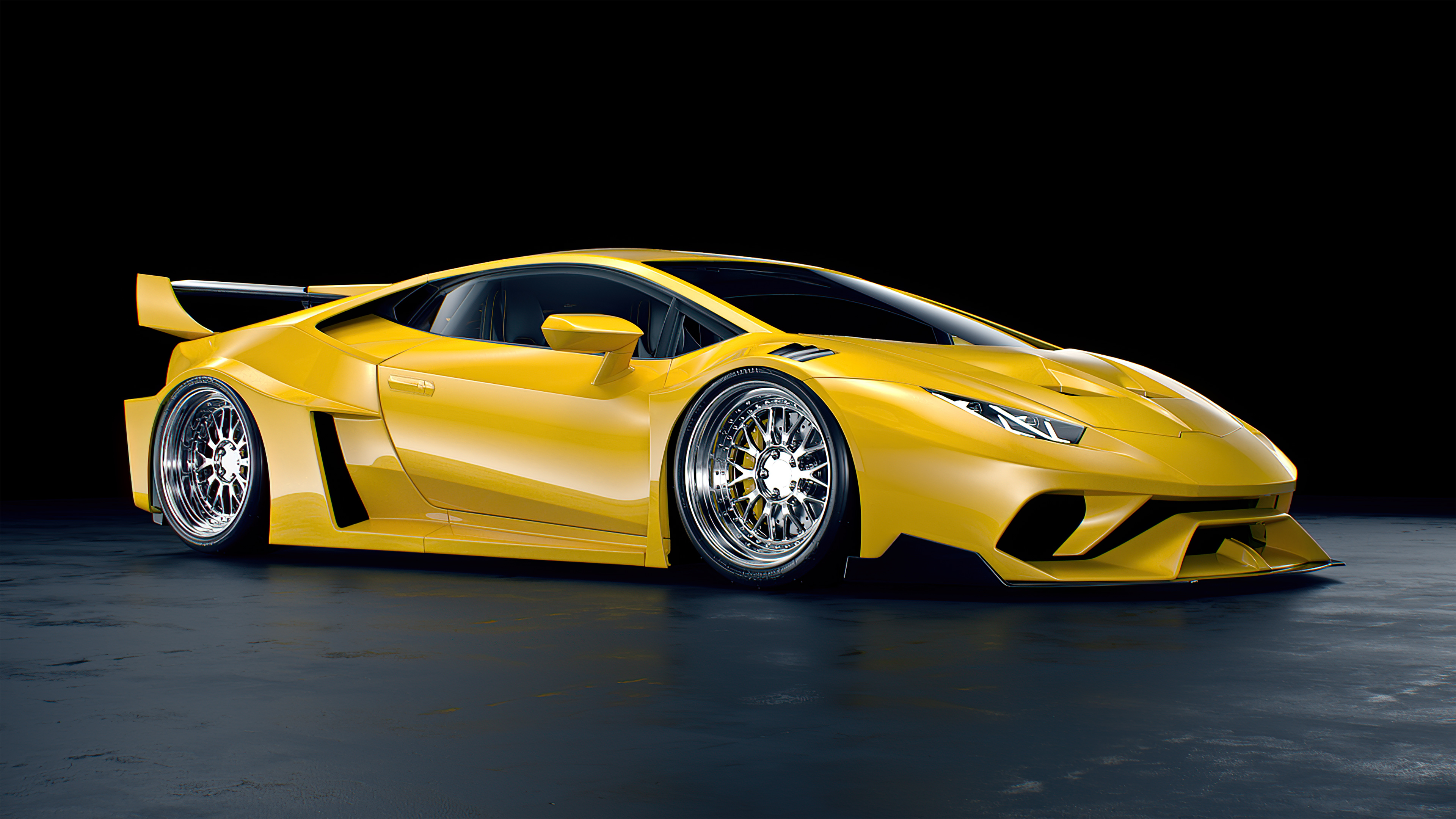 Yellow Lamborghini Huracan with custom body kit HD Wallpaper