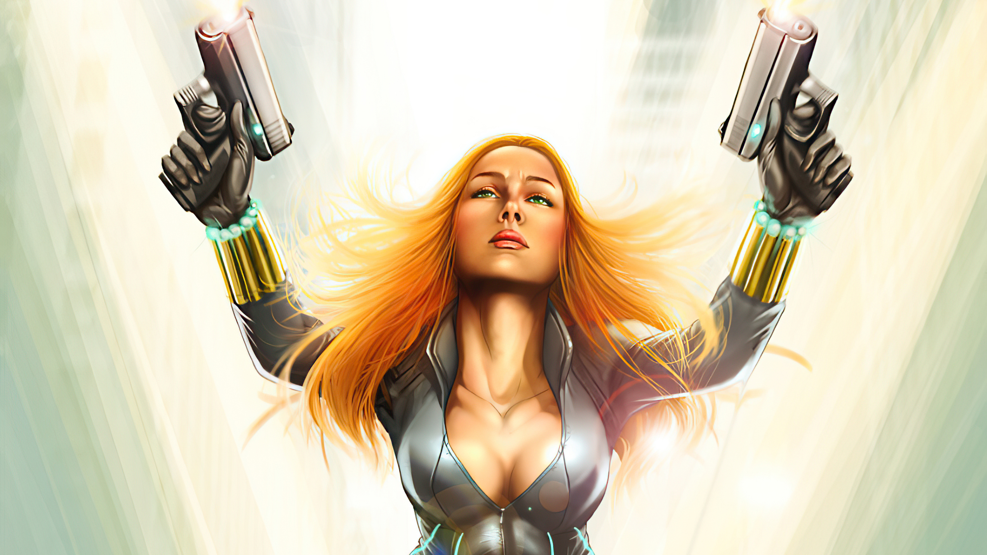 Black Widow artwork with guns HD Wallpaper