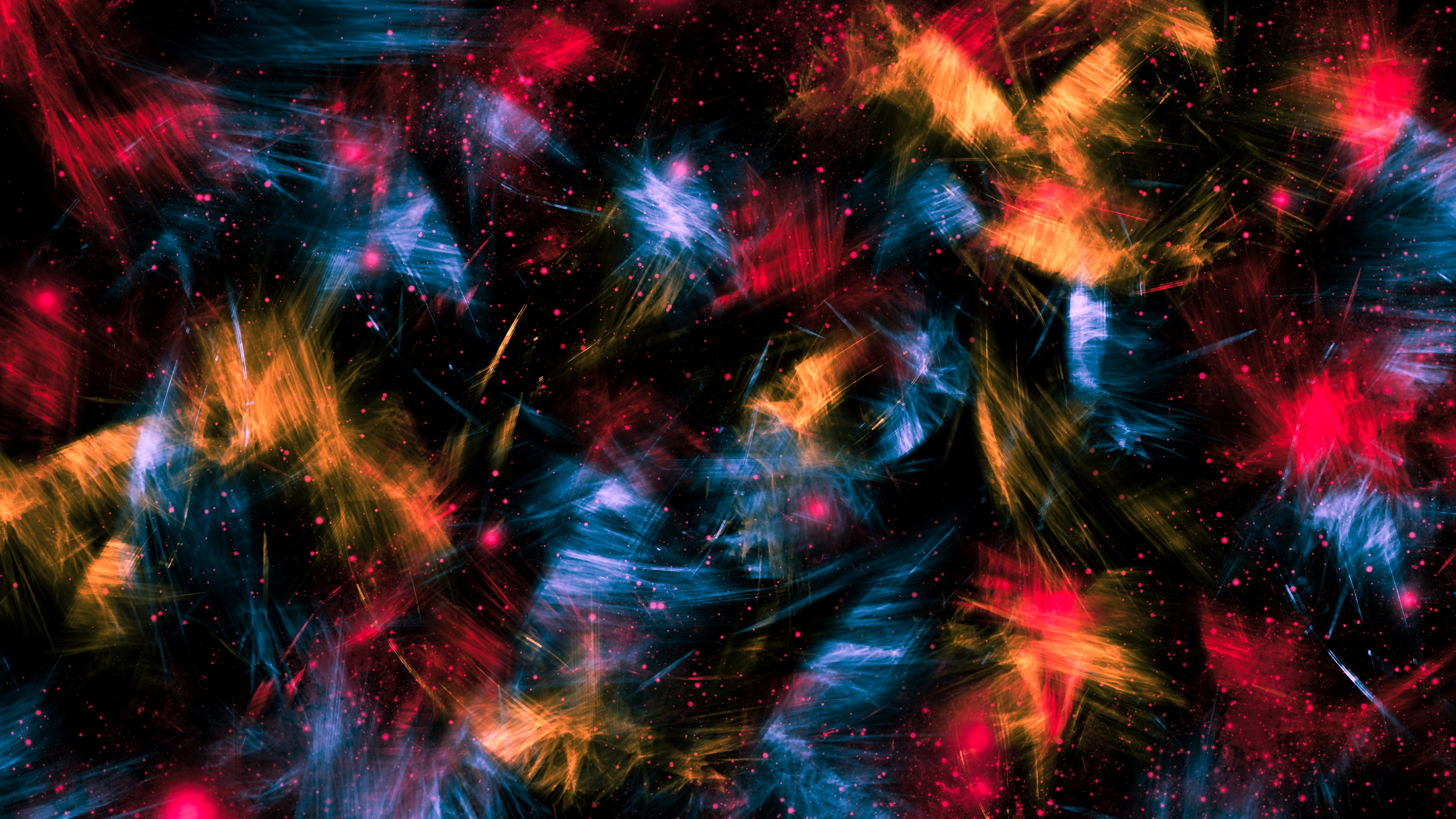 Abstract digital art with red, blue, and orange streaks HD Wallpaper