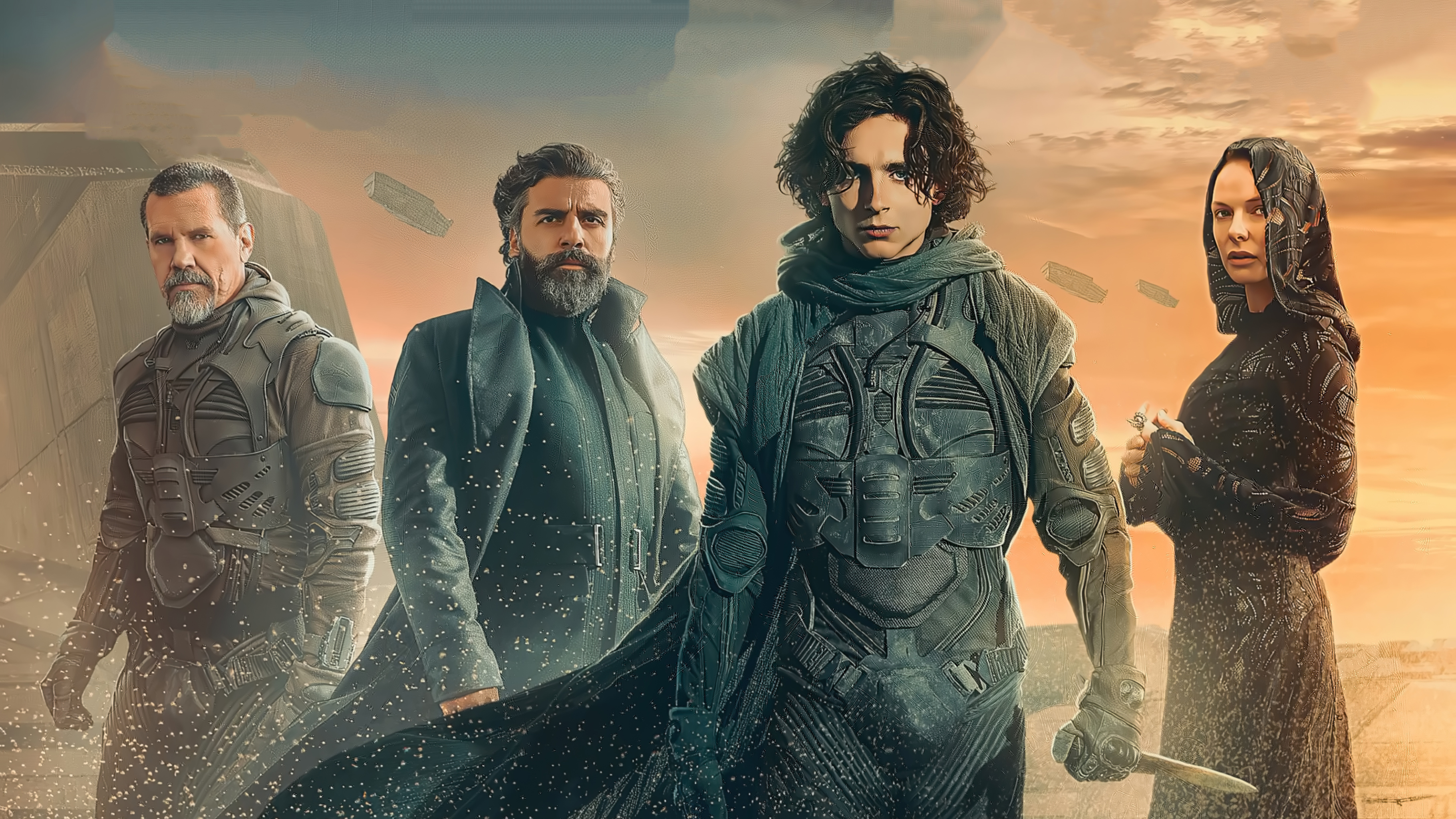 Dune characters with Oscar Isaac, Timothée Chalamet, and Rebecca Ferguson HD Wallpaper