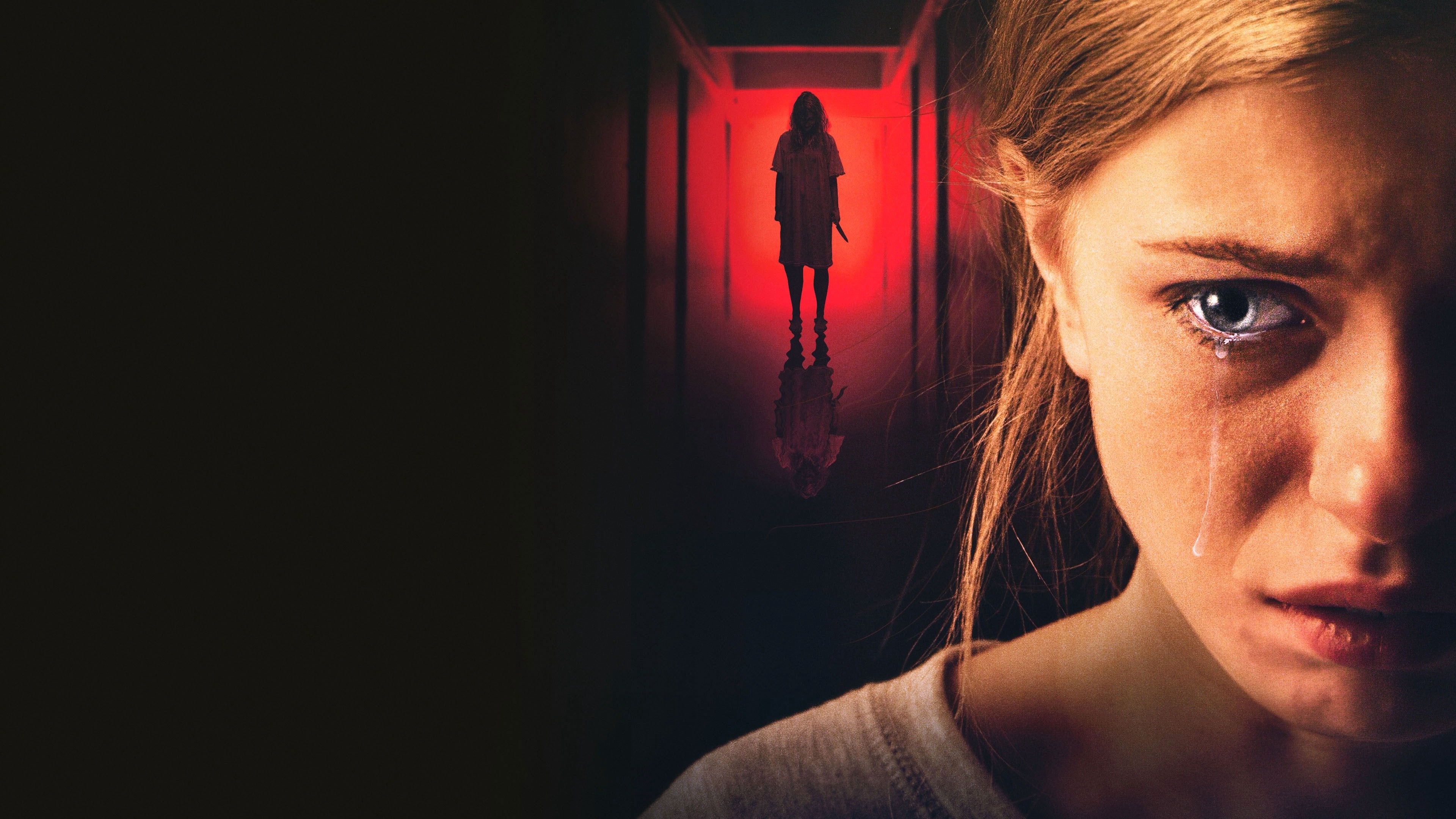 Woman Crying in Hallway with Killer HD Wallpaper