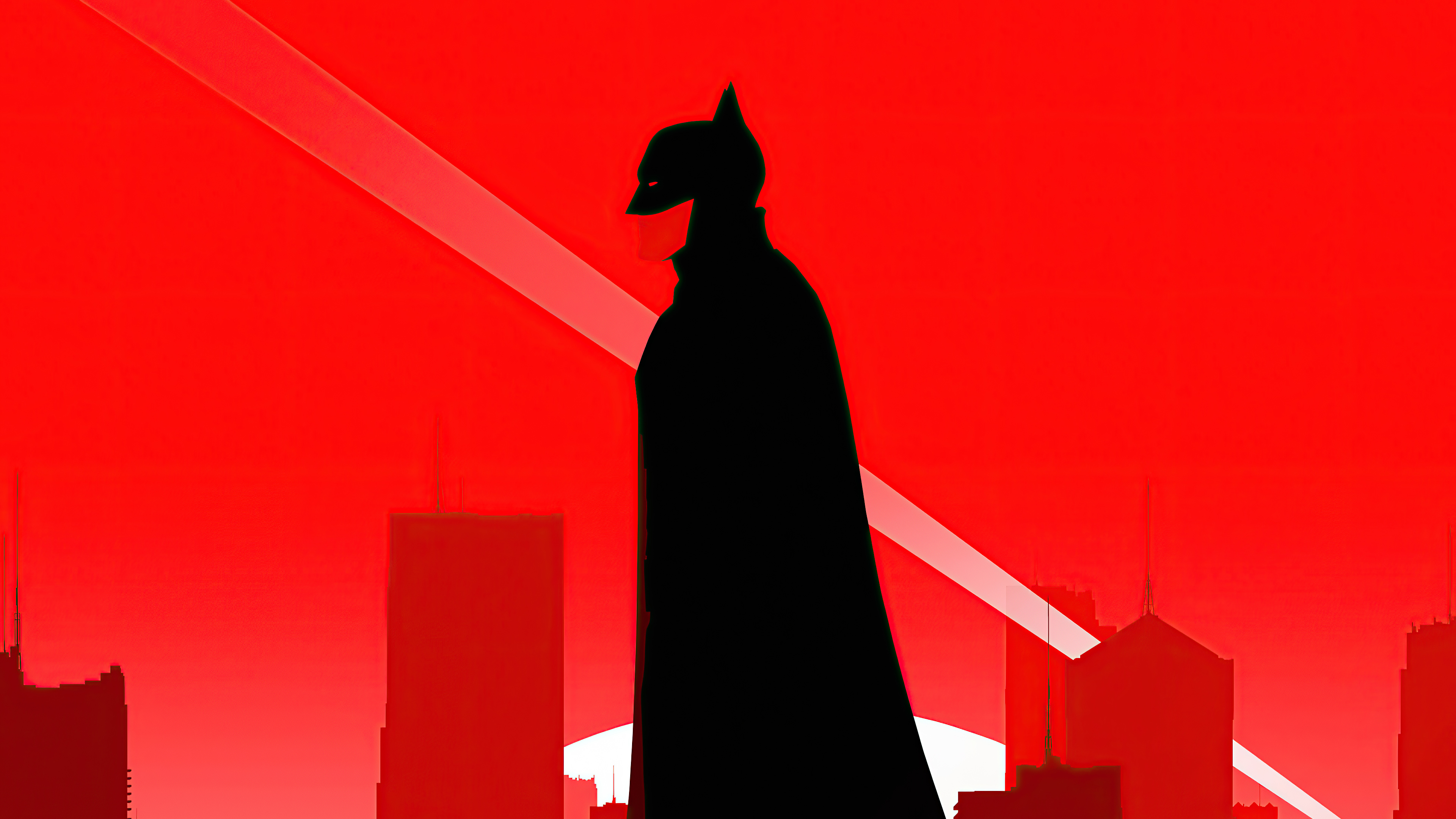 Batman artwork with city skyline HD Wallpaper
