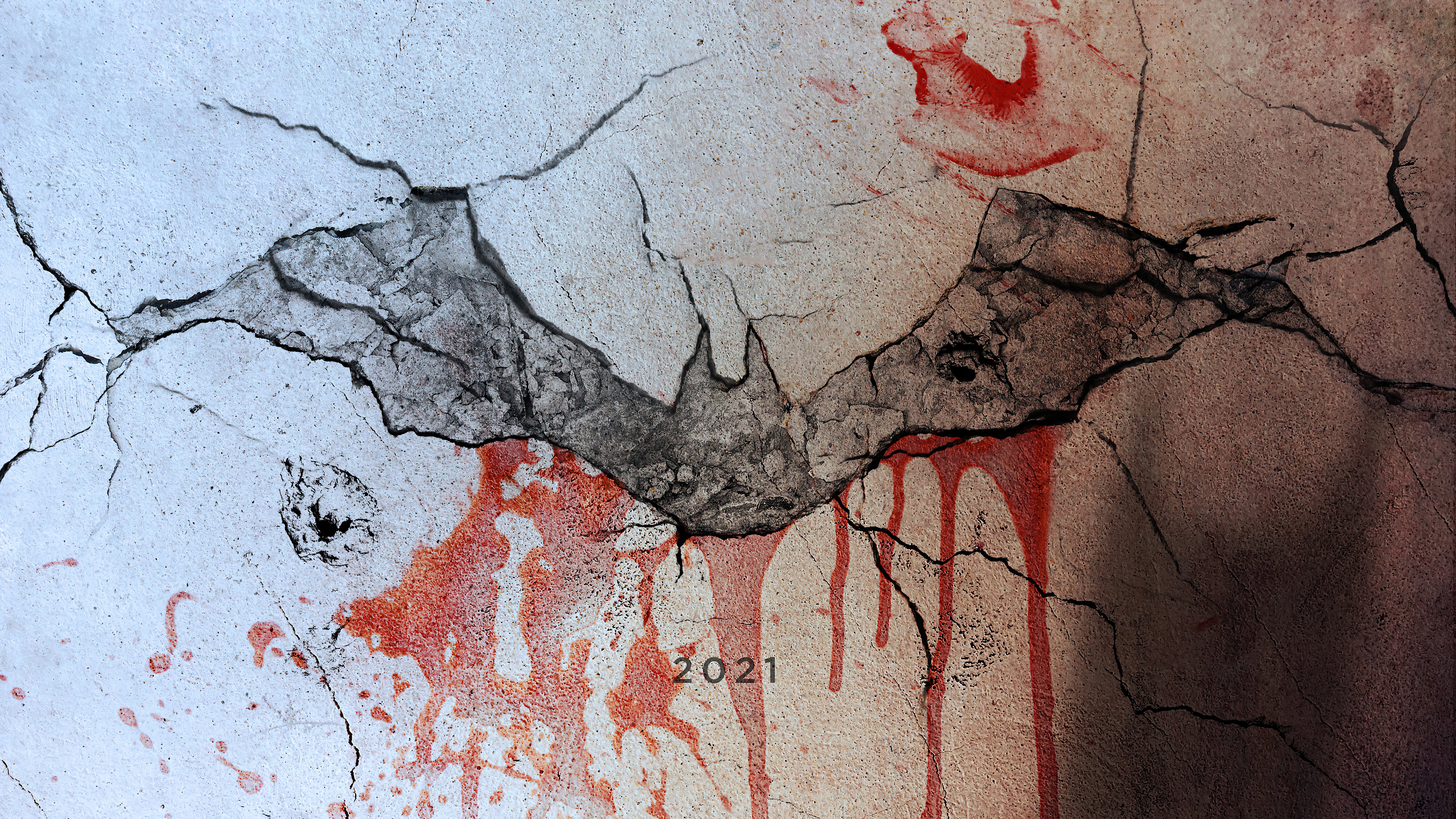 The Batman logo with blood and cracks 2021 HD Wallpaper