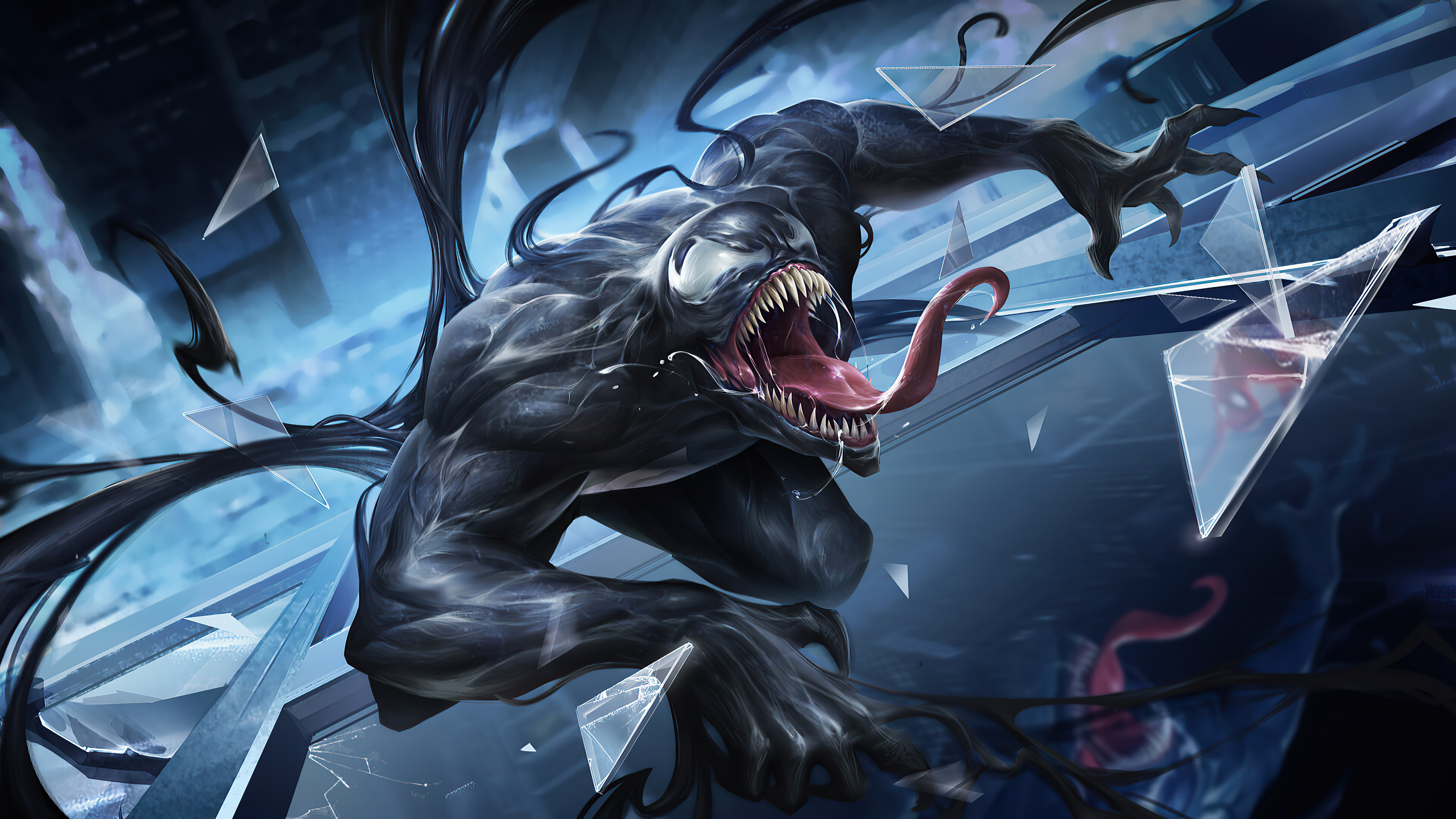 Venom breaking through glass HD Wallpaper