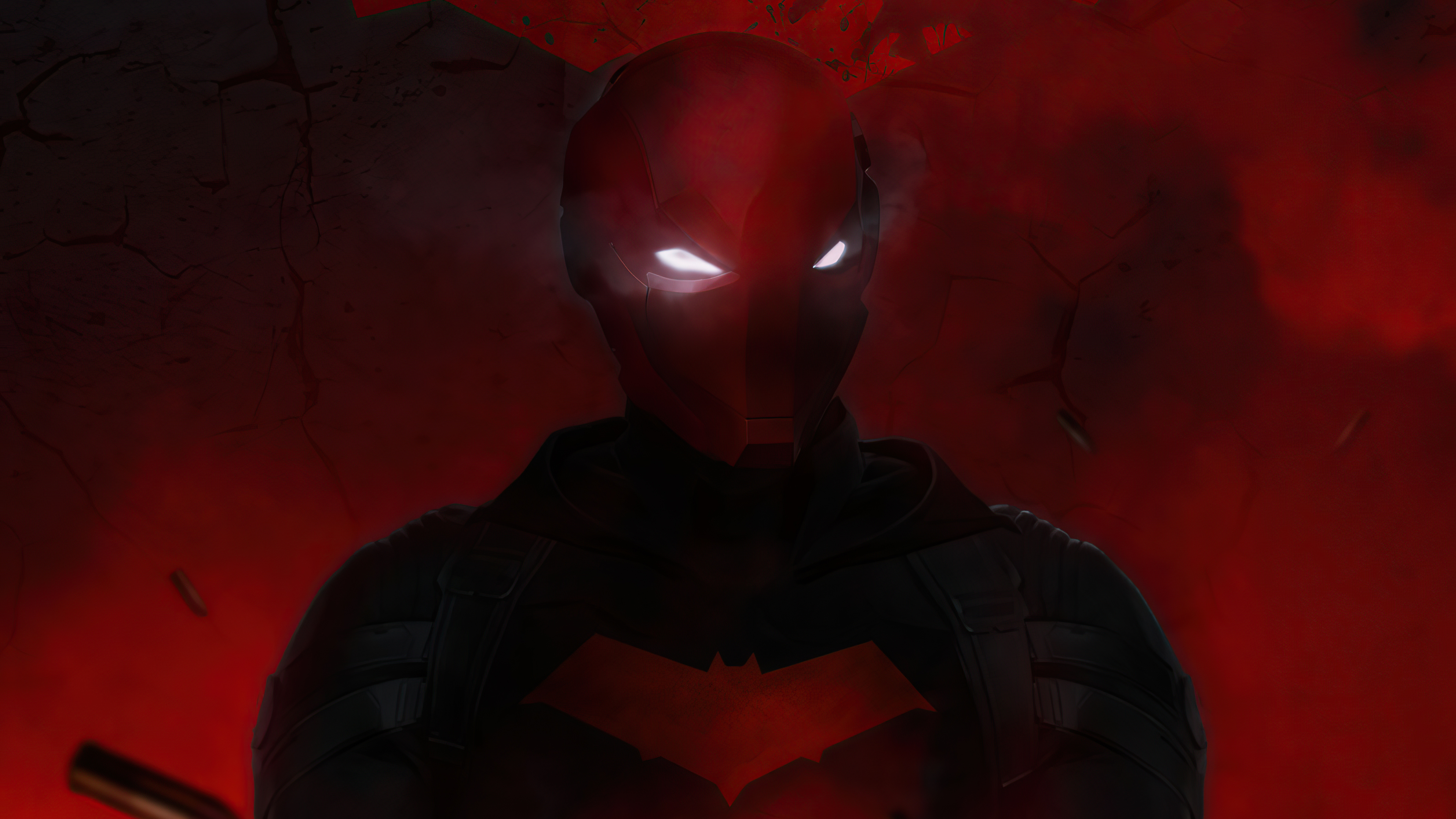 Red Hood artwork with glowing eyes HD Wallpaper